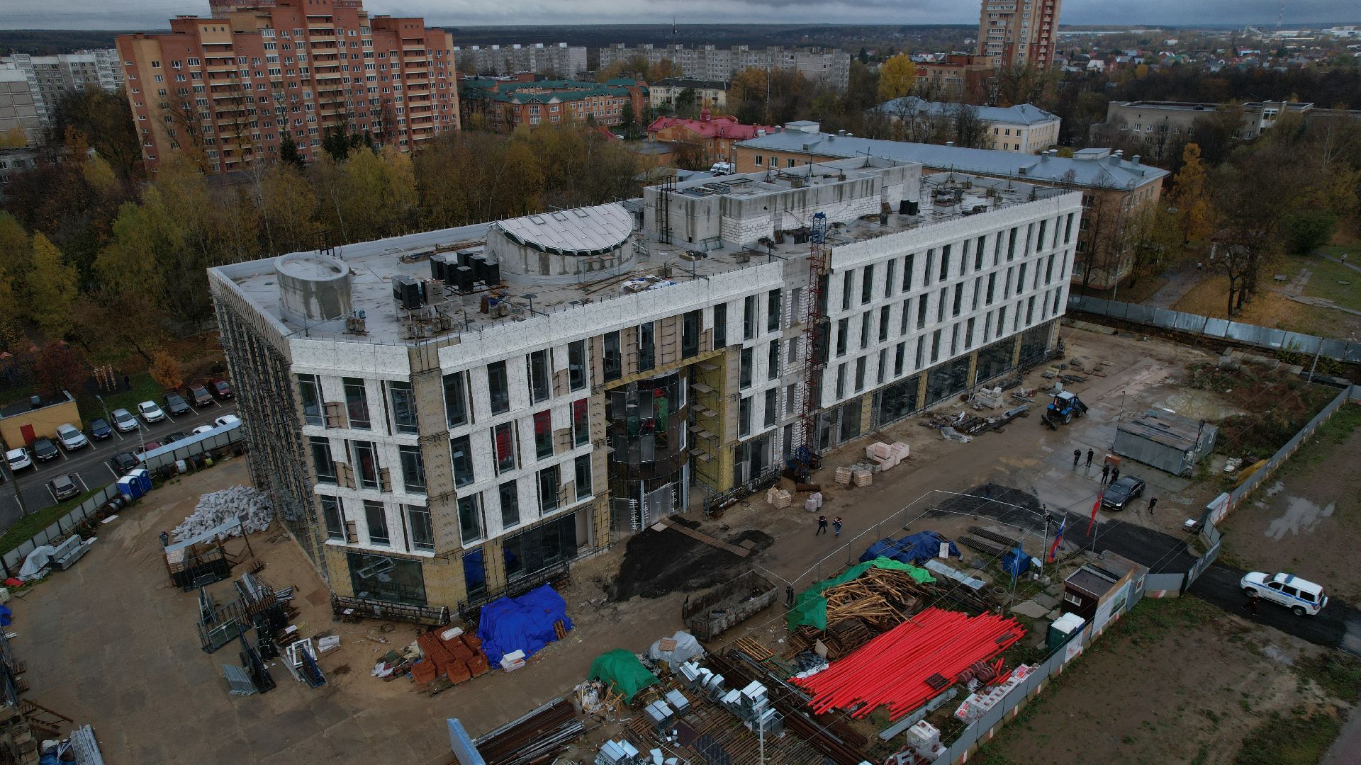 видео с коптера, детская поликлиника чехов,