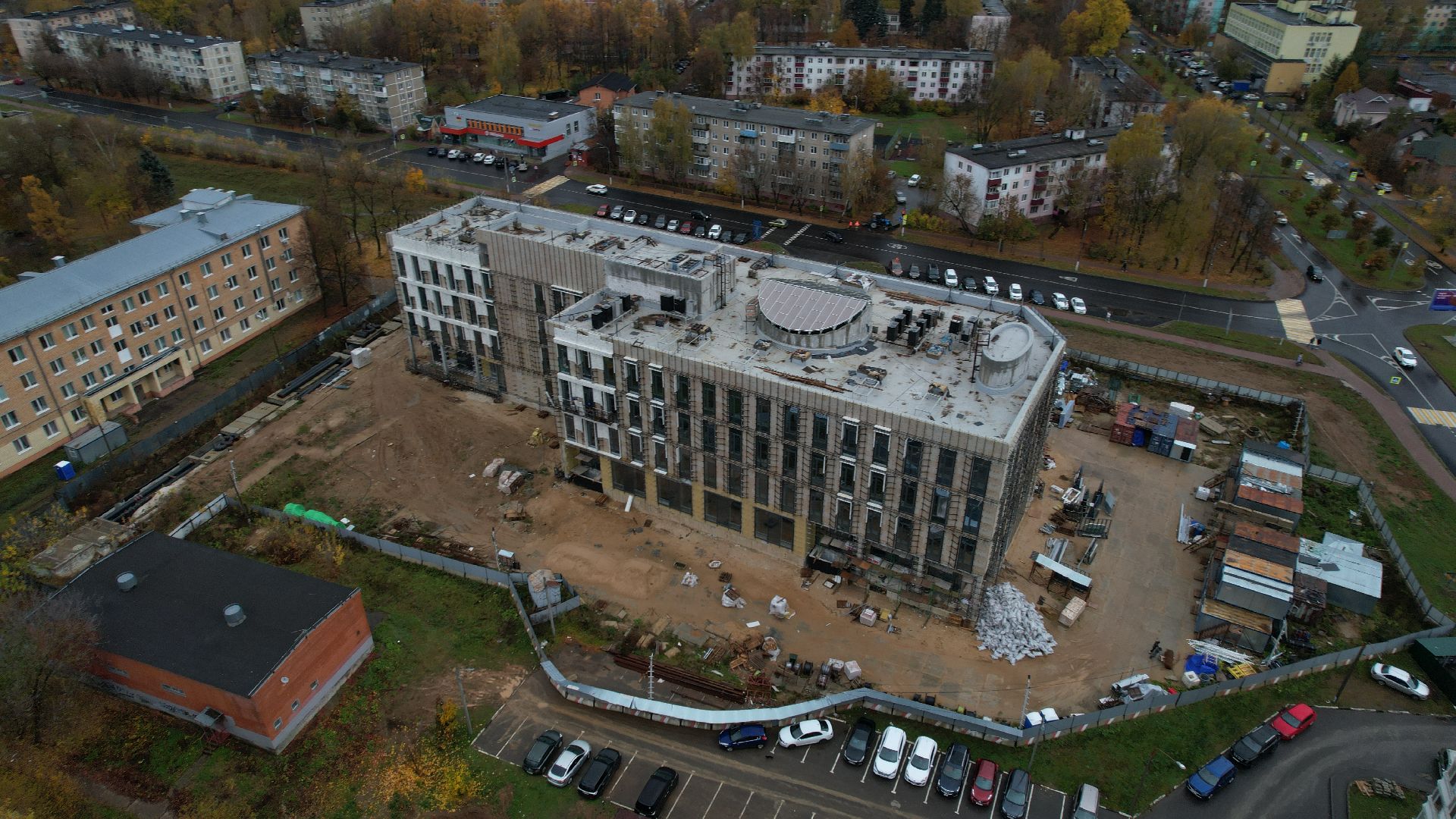 видео с коптера, детская поликлиника чехов,