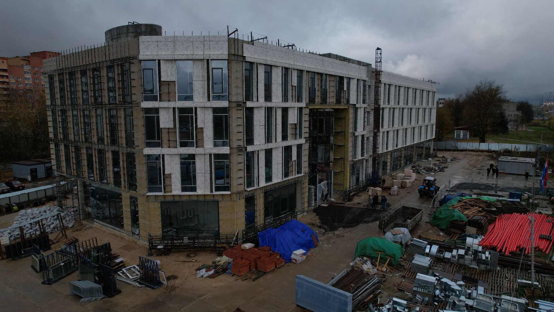 видео с коптера, детская поликлиника чехов,