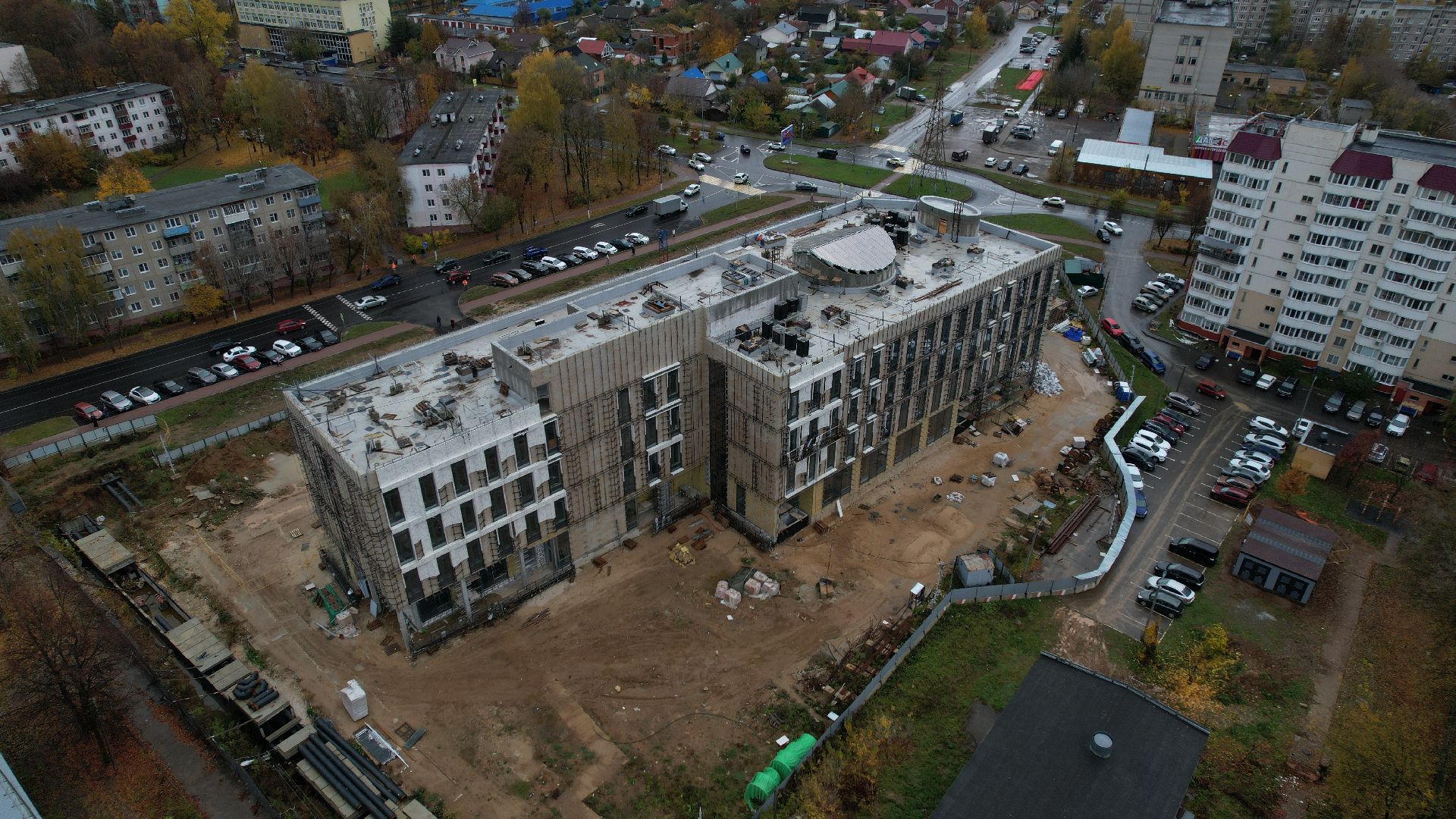 видео с коптера, детская поликлиника чехов,