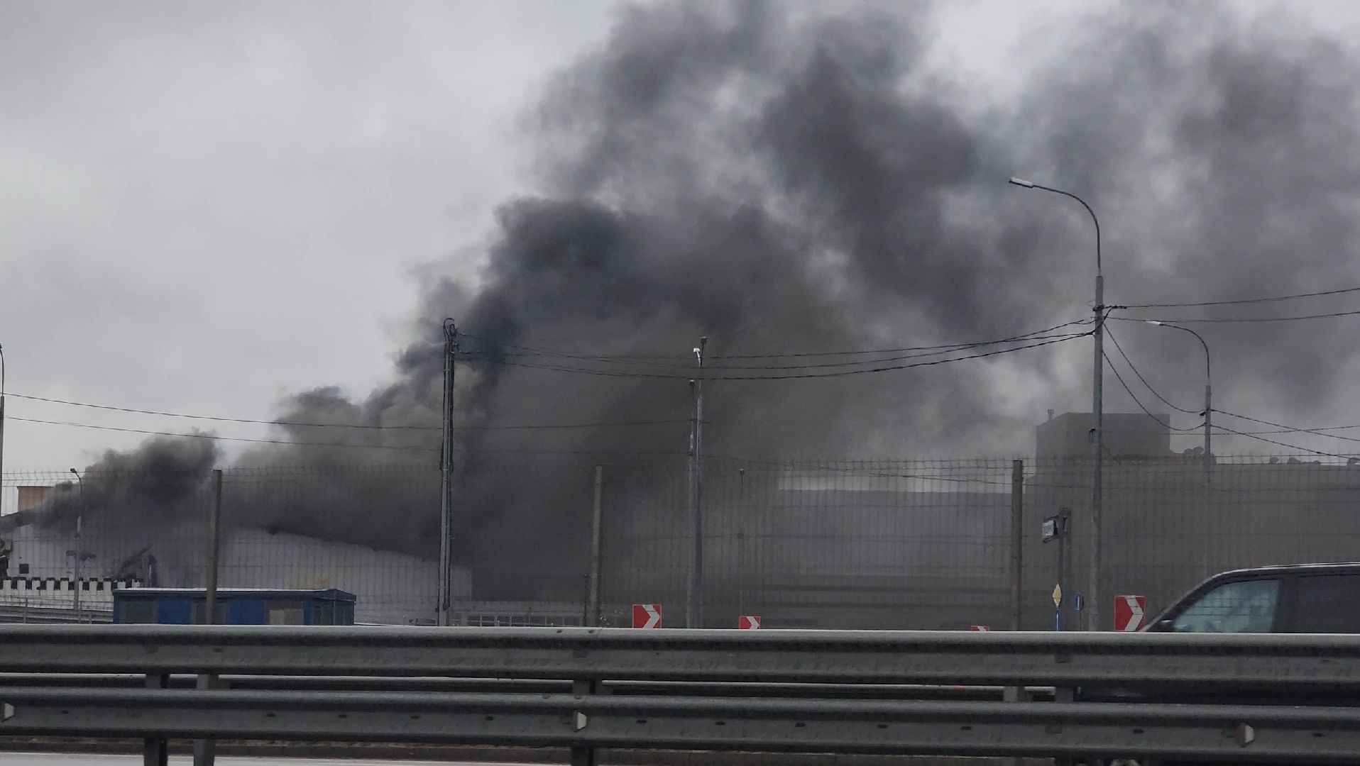 пушкино, Пожар на складе, перекрытие движения,