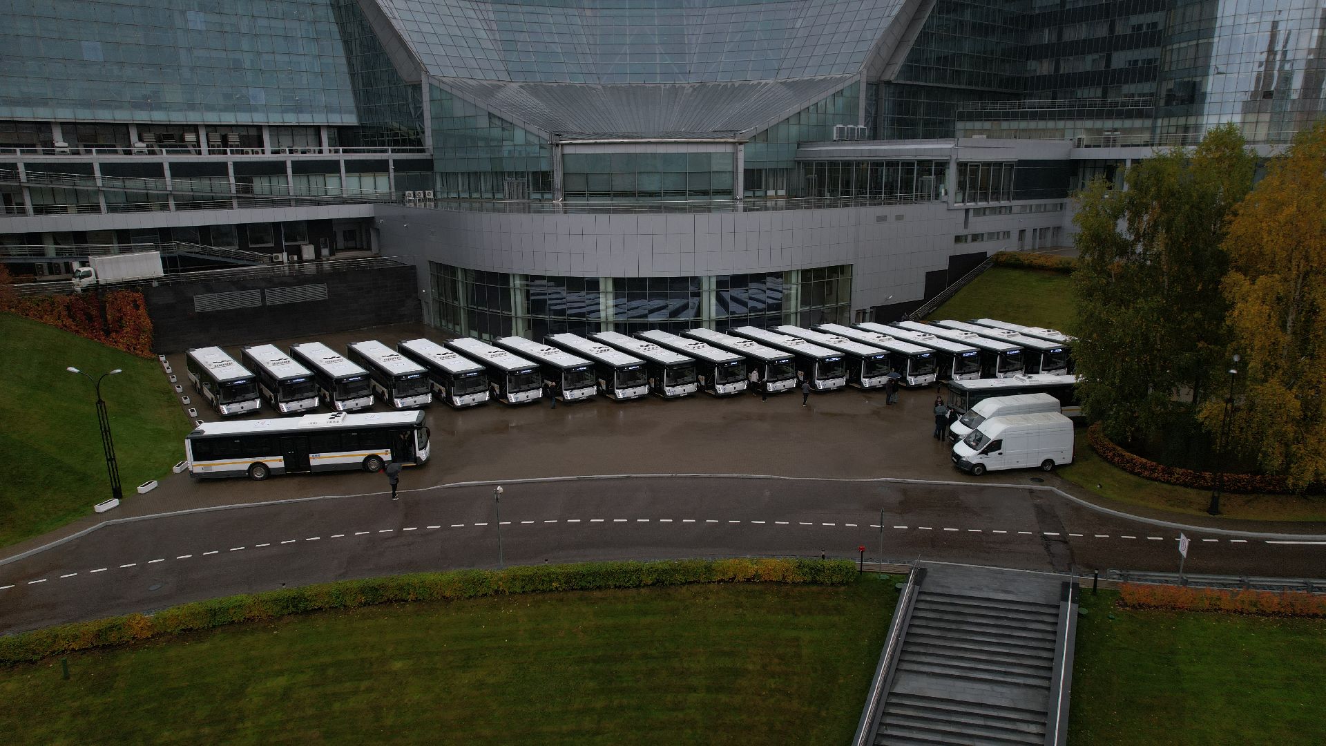 видео с коптера, новые автобусы, транспорт подмосковья,