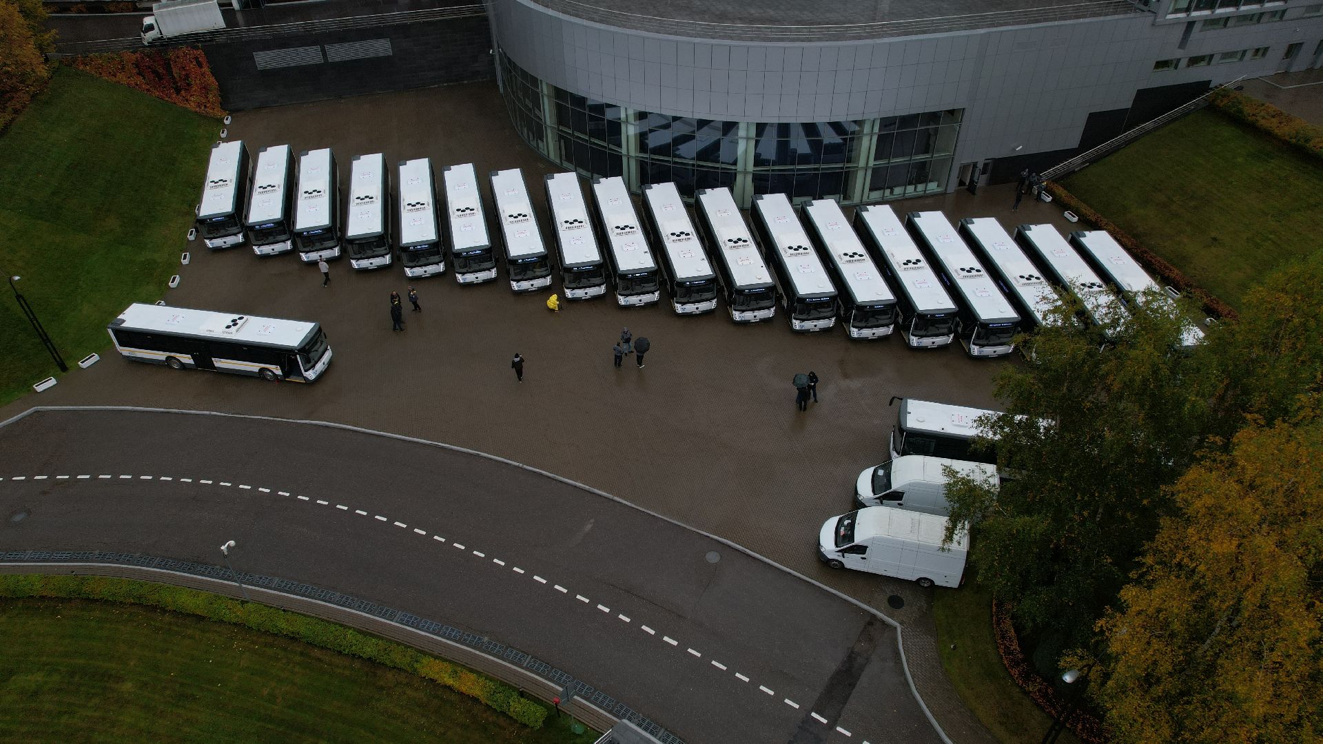 видео с коптера, новые автобусы, транспорт подмосковья,