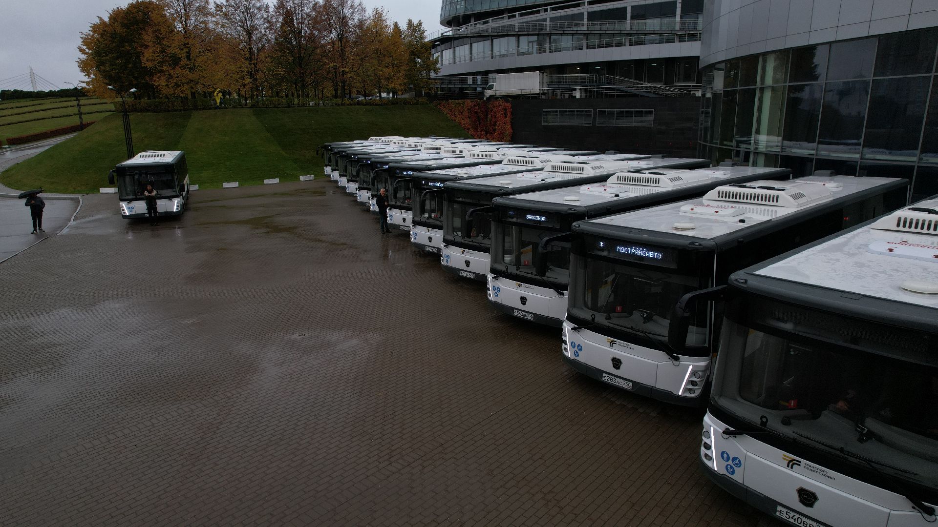 видео с коптера, новые автобусы, транспорт подмосковья,