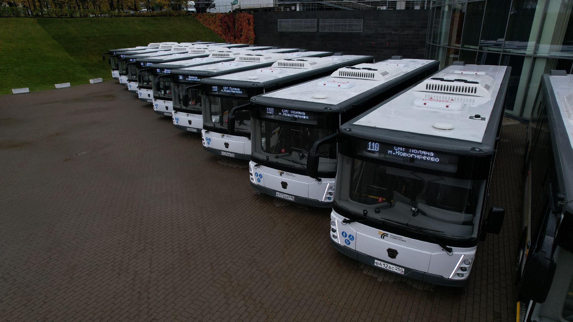 видео с коптера, новые автобусы, транспорт подмосковья,