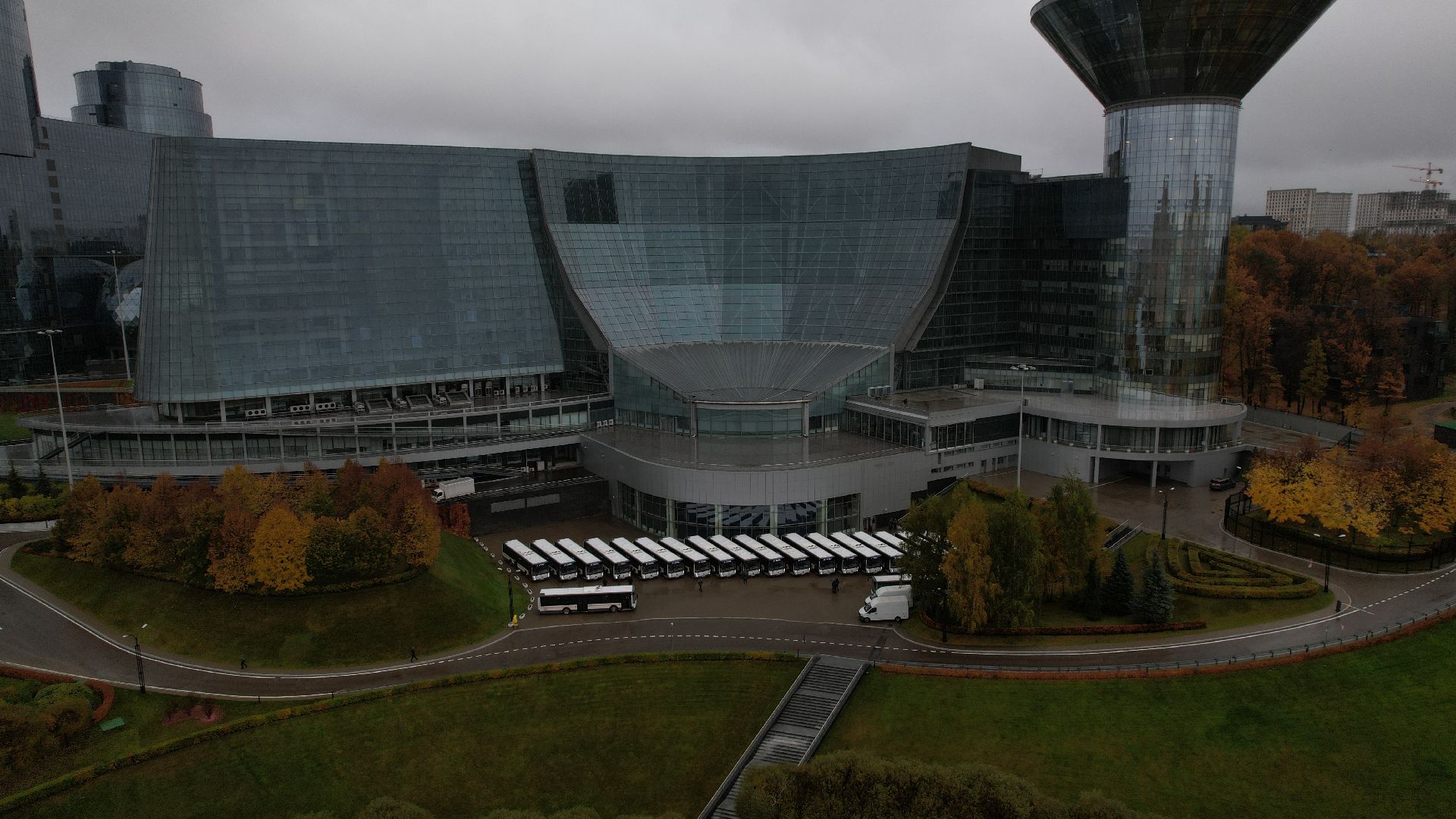 видео с коптера, новые автобусы, транспорт подмосковья,