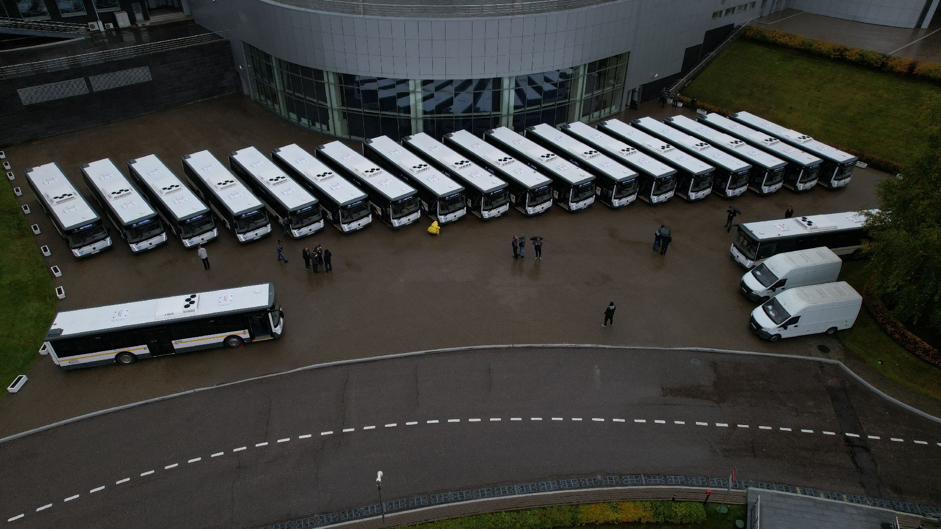 видео с коптера, новые автобусы, транспорт подмосковья,