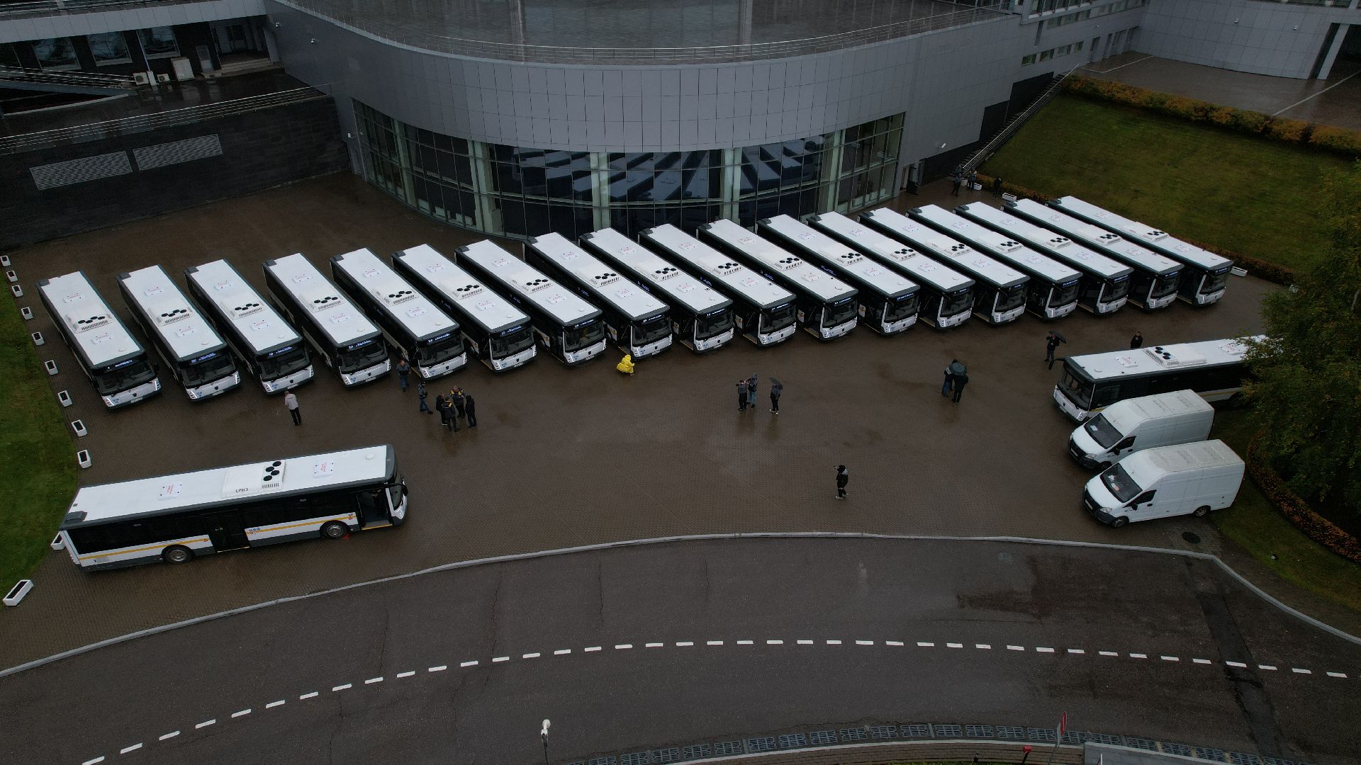 видео с коптера, новые автобусы, транспорт подмосковья,