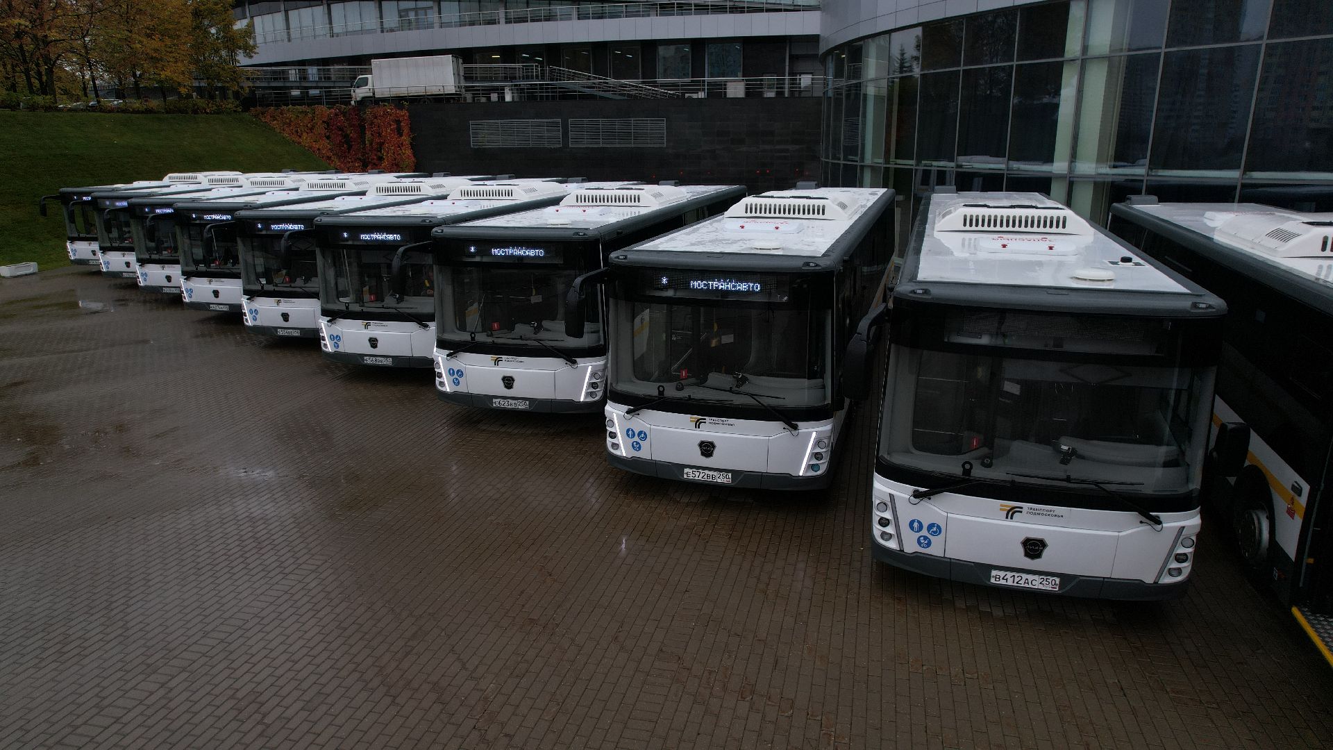 видео с коптера, новые автобусы, транспорт подмосковья,