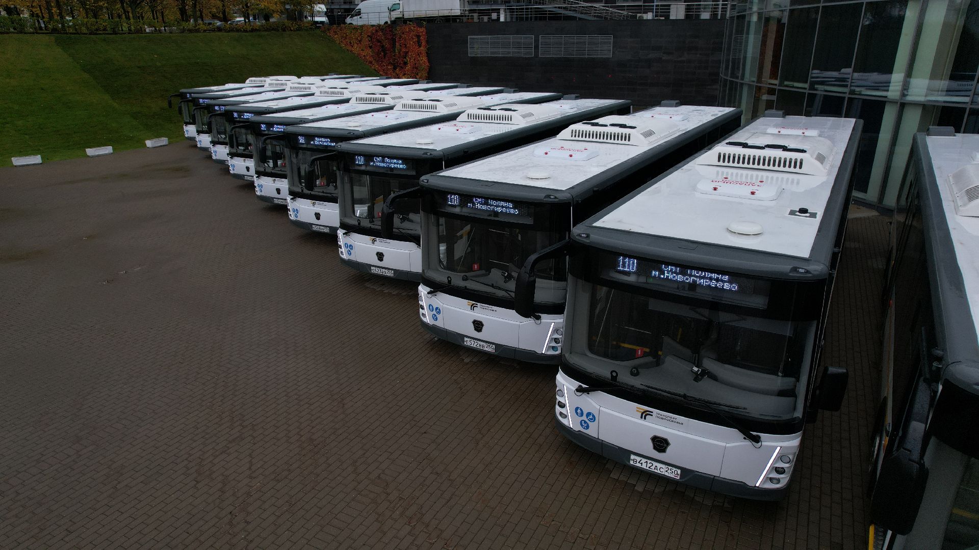 видео с коптера, новые автобусы, транспорт подмосковья,