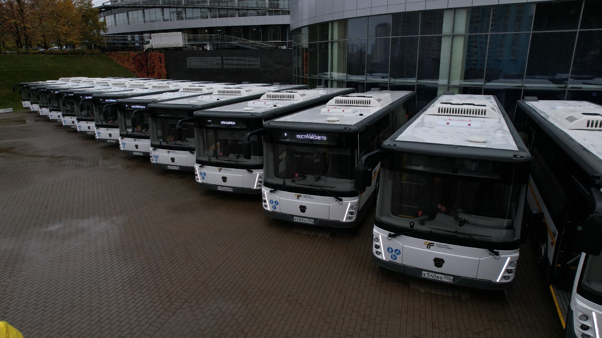 видео с коптера, новые автобусы, транспорт подмосковья,