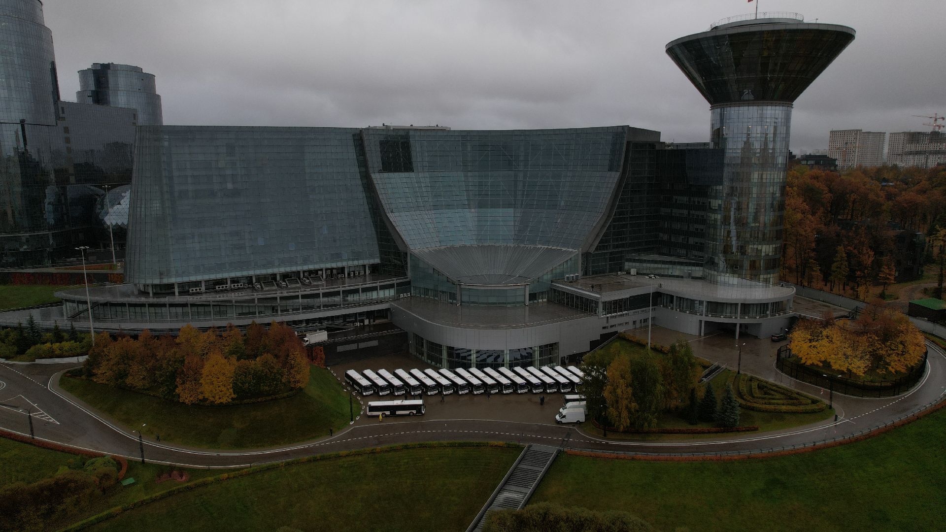 видео с коптера, новые автобусы, транспорт подмосковья,