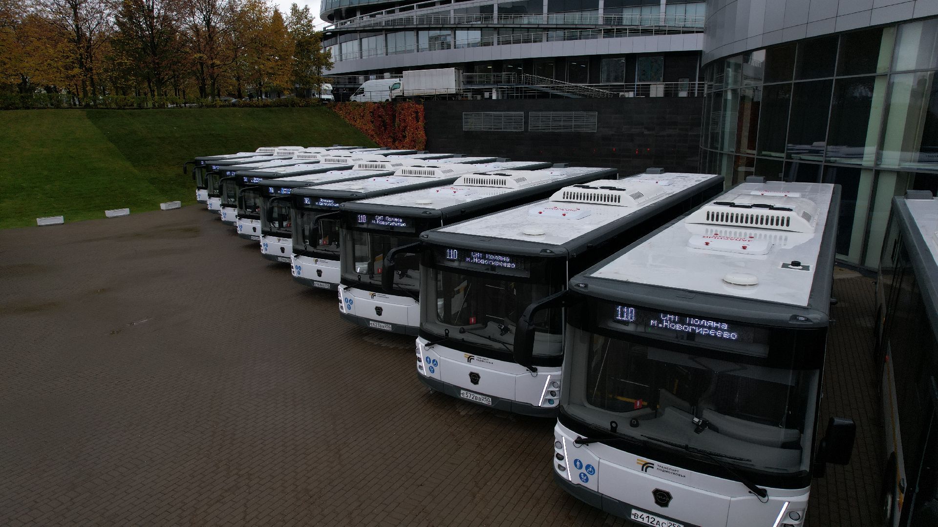 видео с коптера, новые автобусы, транспорт подмосковья,