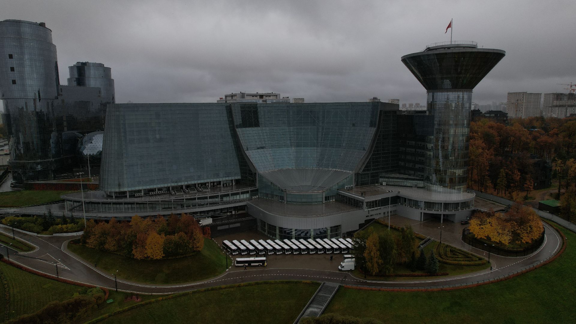 видео с коптера, новые автобусы, транспорт подмосковья,