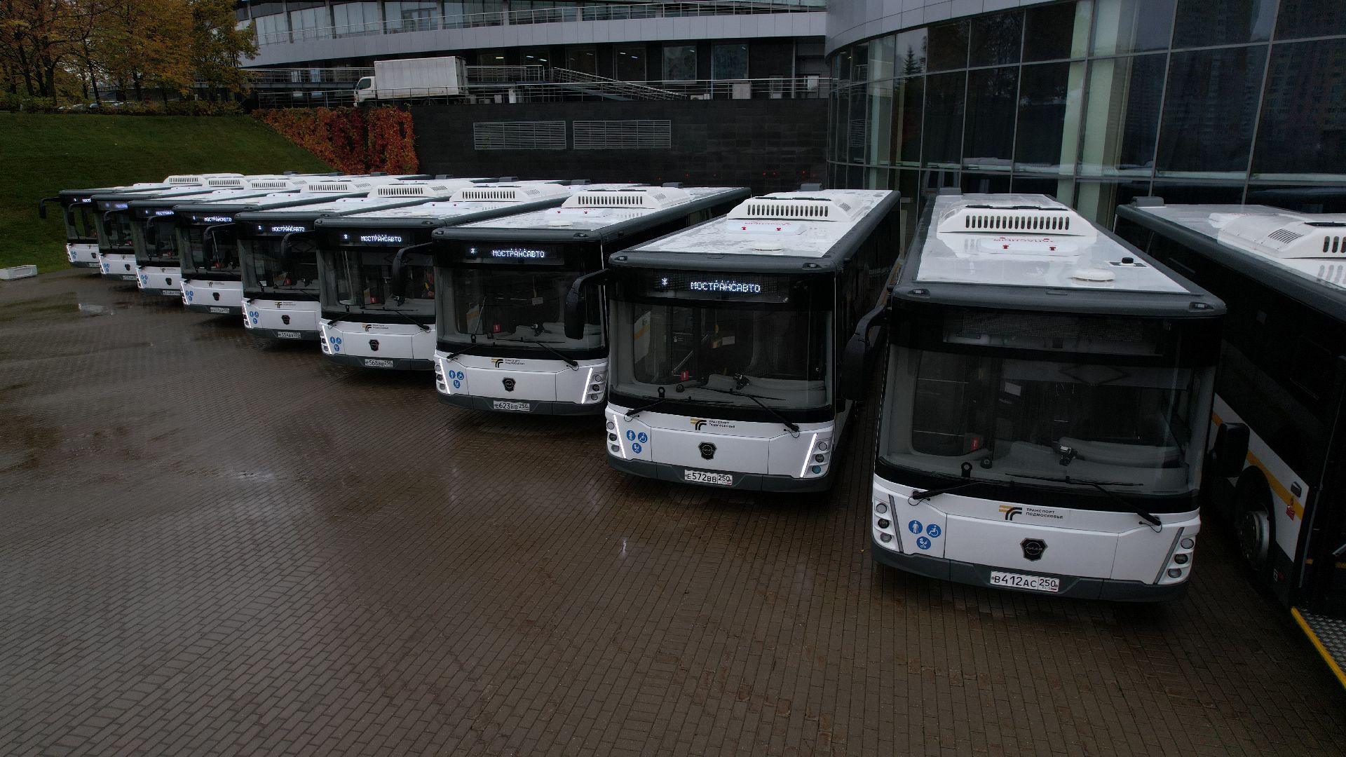 видео с коптера, новые автобусы, транспорт подмосковья,