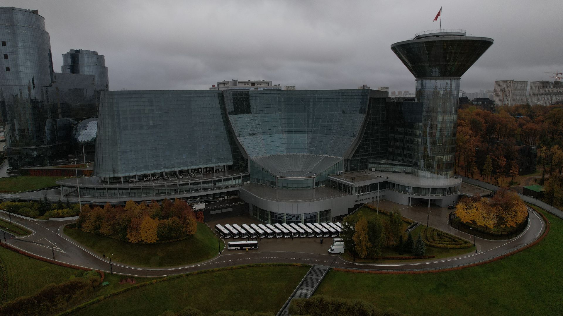 видео с коптера, новые автобусы, транспорт подмосковья,