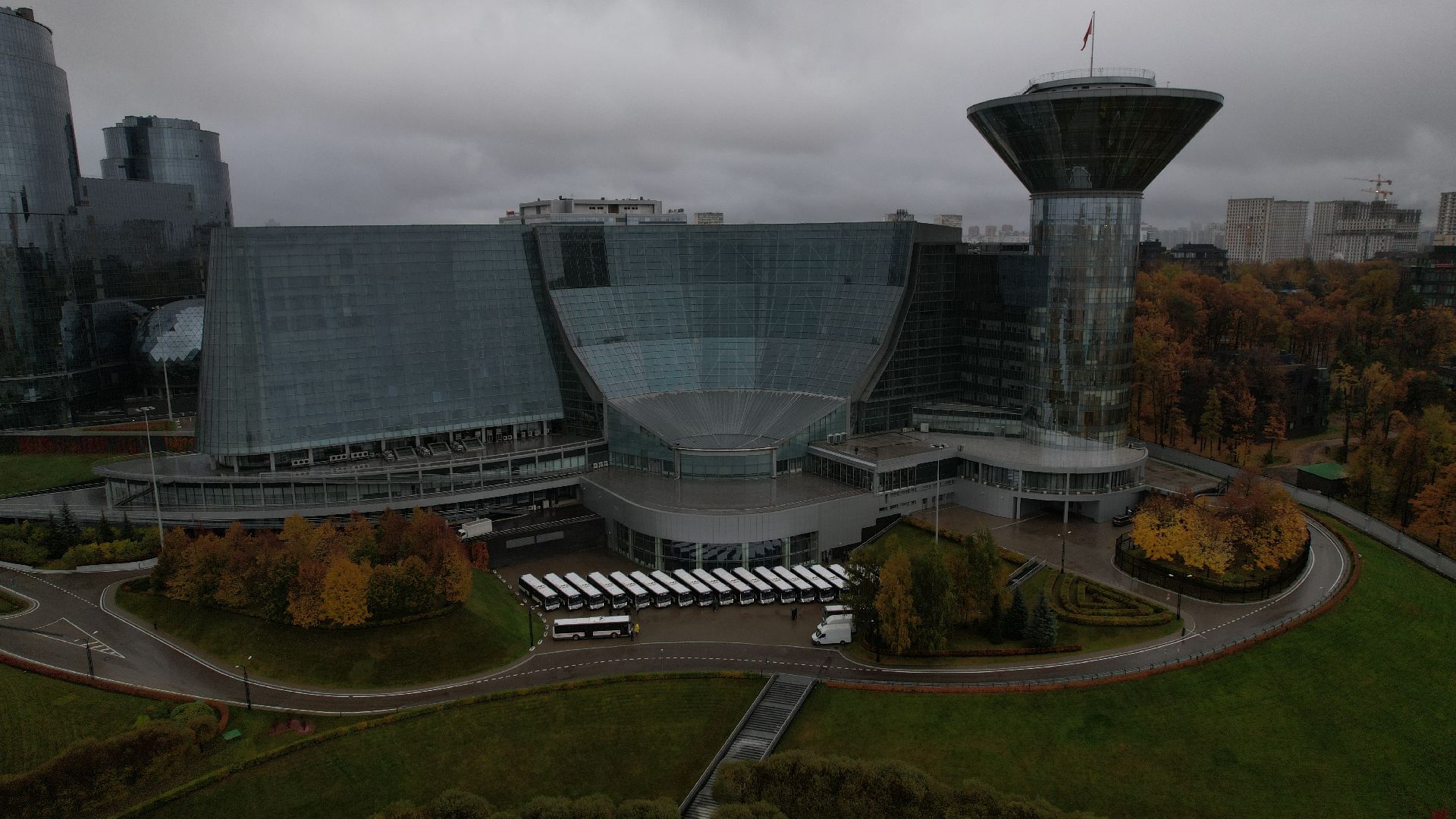 видео с коптера, новые автобусы, транспорт подмосковья,