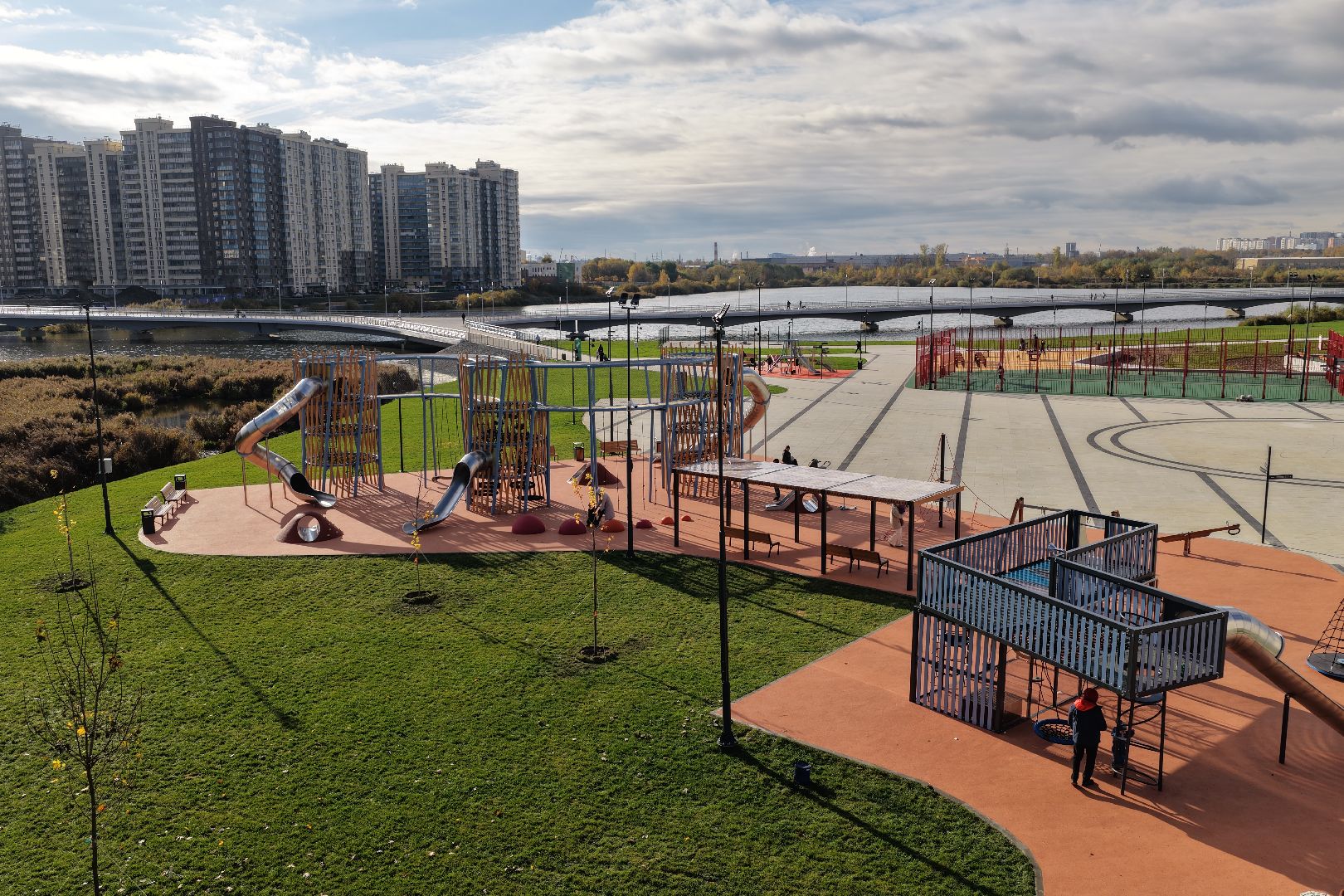 видео с коптера, парк дружба, благоустройство в люберцах,