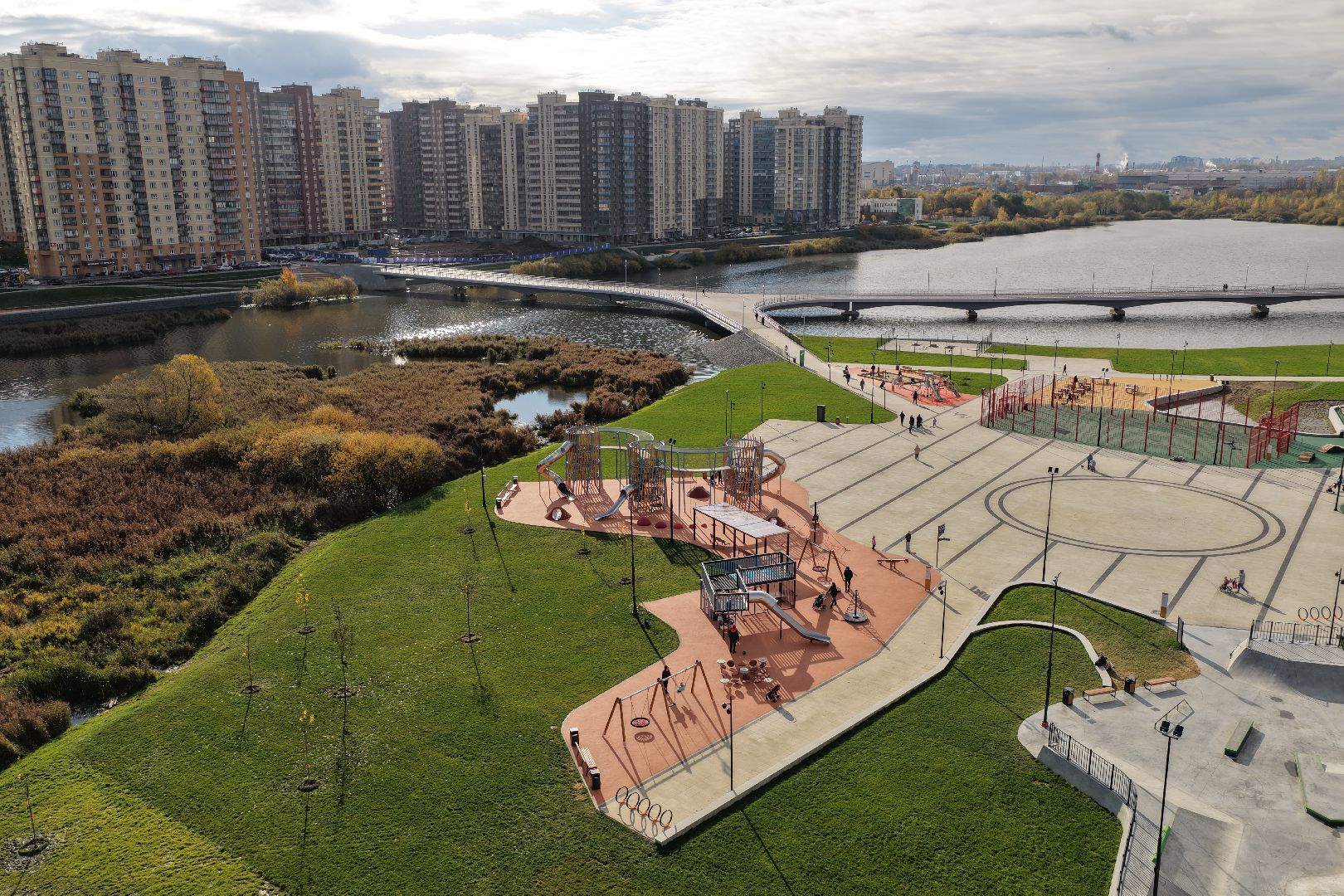 видео с коптера, парк дружба, благоустройство в люберцах,