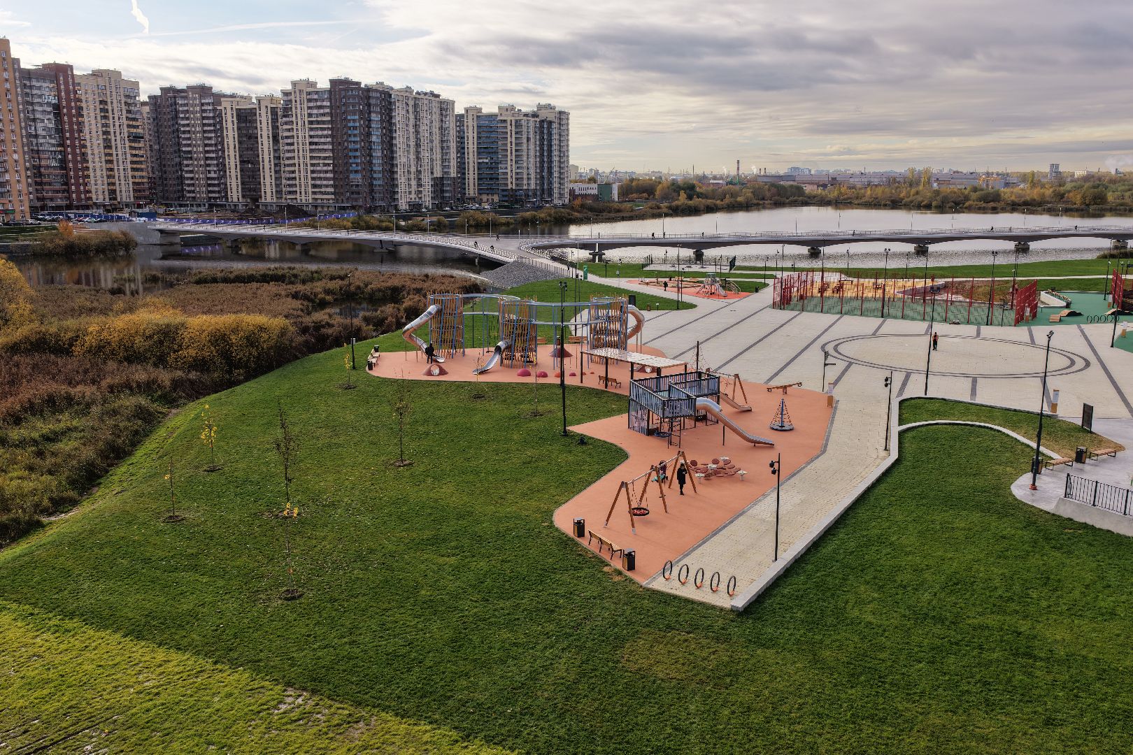 видео с коптера, парк дружба, благоустройство в люберцах,