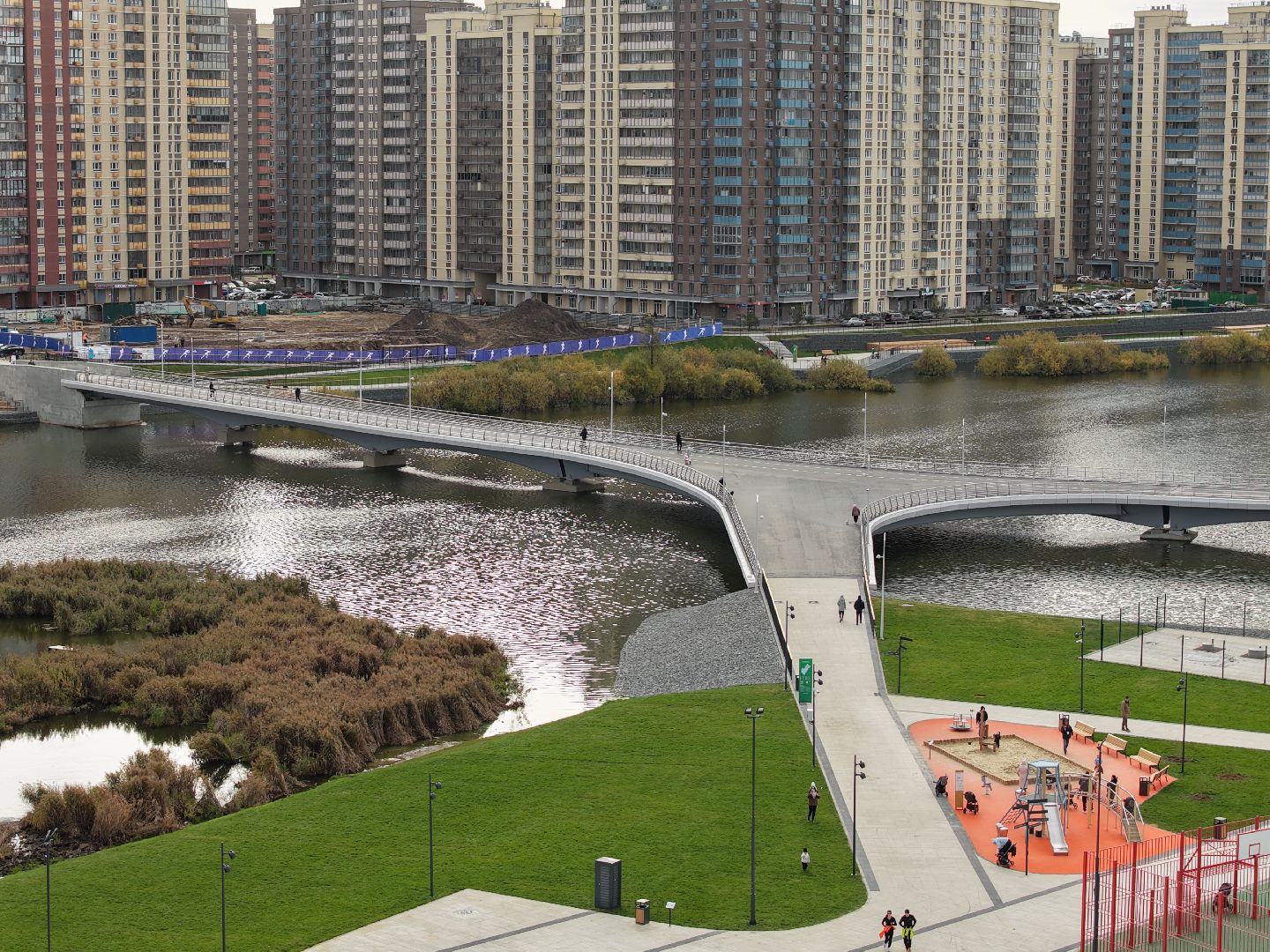 видео с коптера, парк дружба, благоустройство в люберцах,