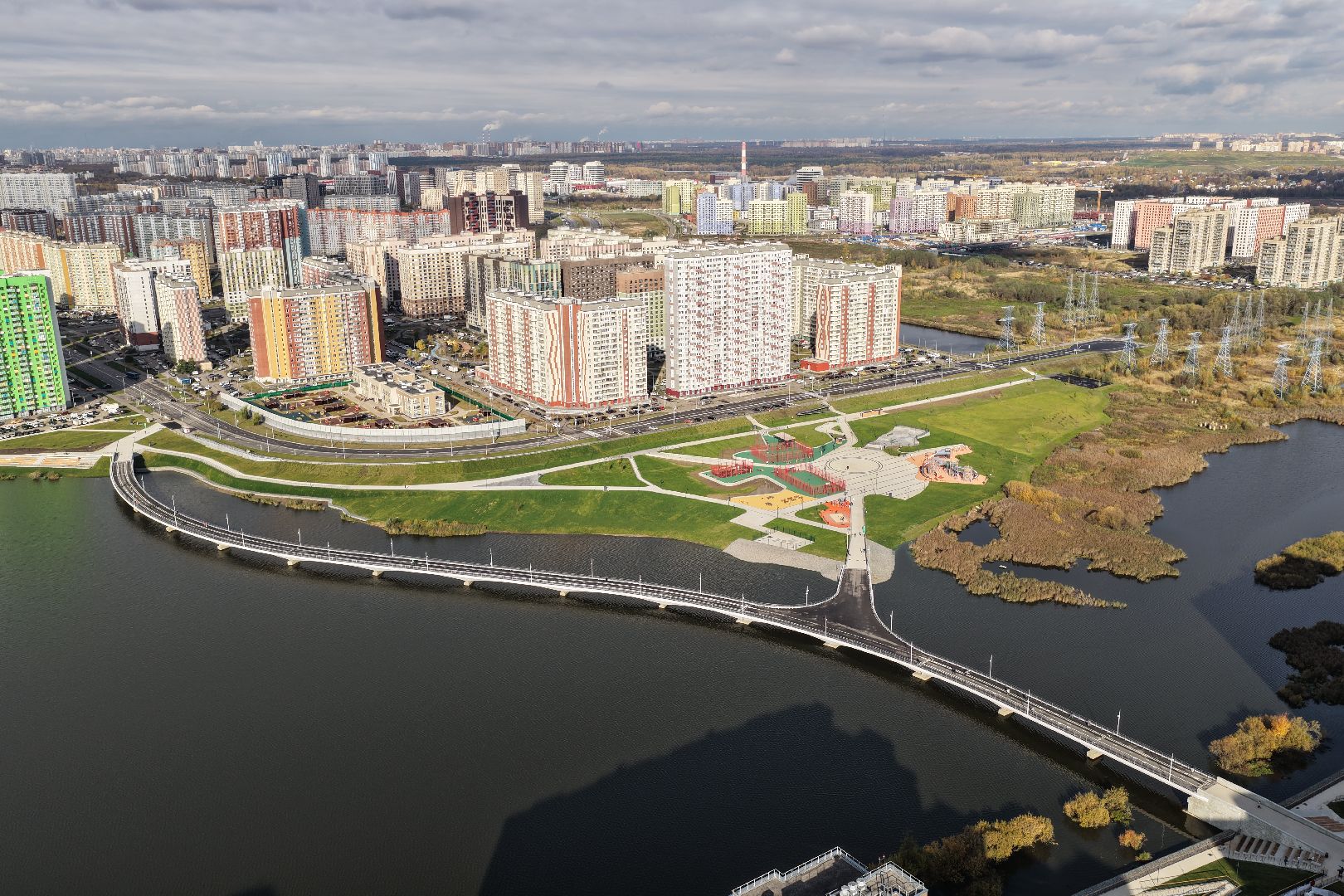 видео с коптера, парк дружба, благоустройство в люберцах,