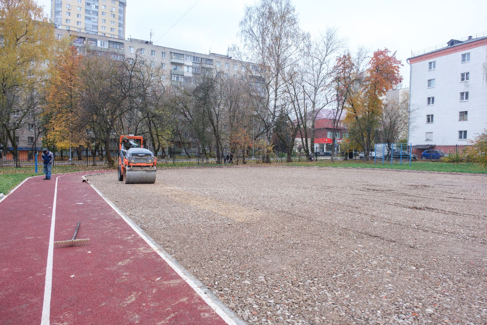 строительство, футбольное поле, лыткарино,