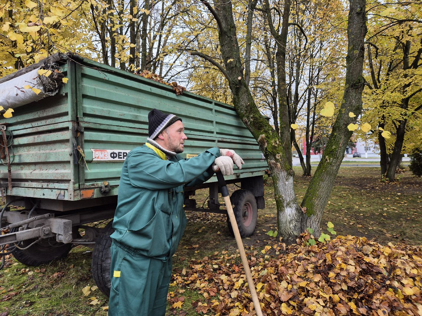 сезон уборки листвы, орехово-зуевский округ,