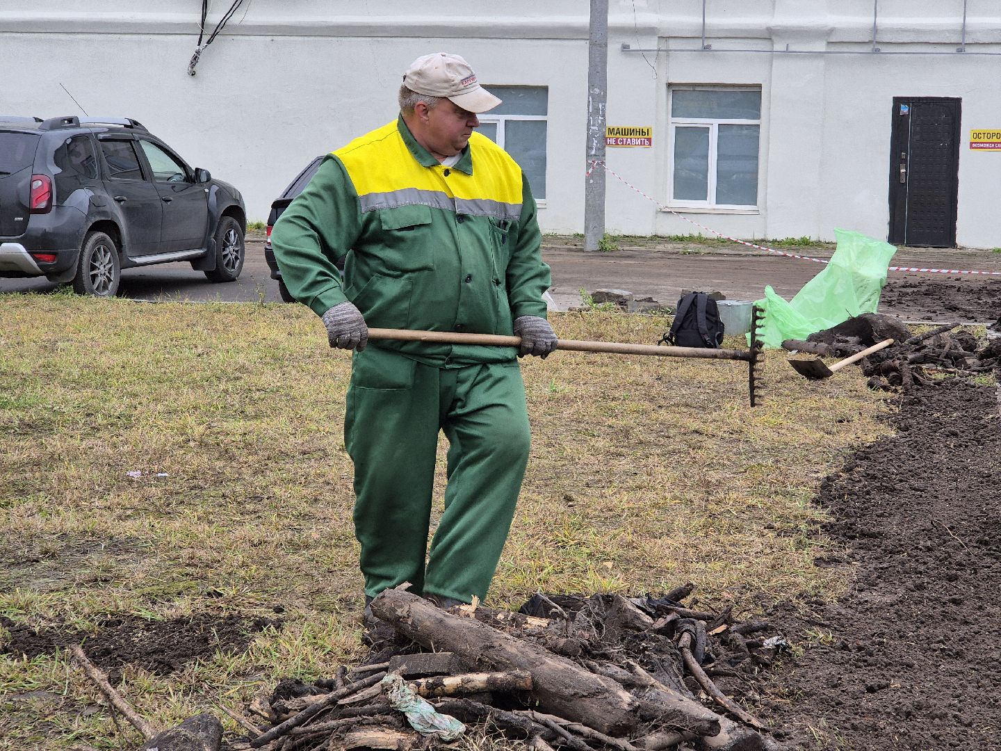 благоустройство территории, орехово-зуево, посев газона,