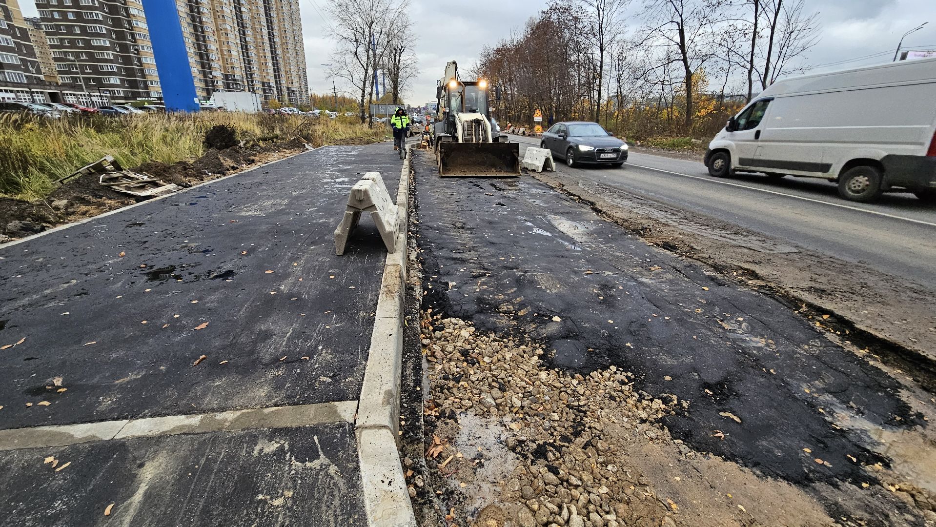долгопрудный, новые водники, автобусная остановка, строительство, благоустройство,