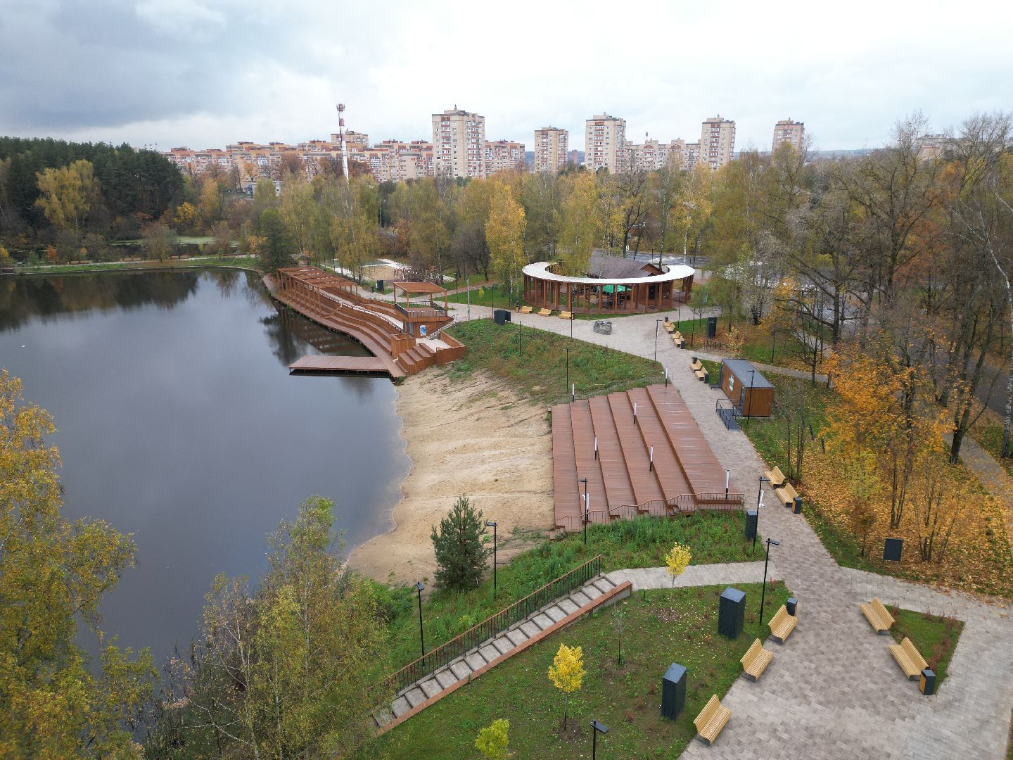 видео с коптера, суворовские пруды, благоустройство набережной,