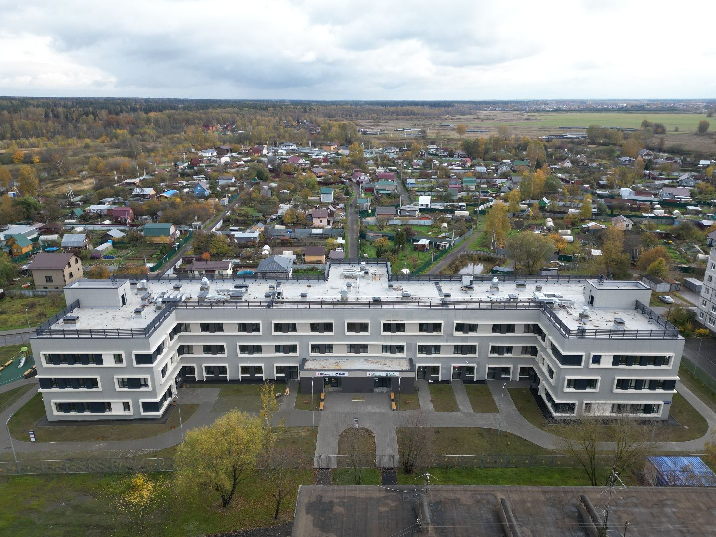 видео с коптера, новая поликлиника в лосино-петровском,