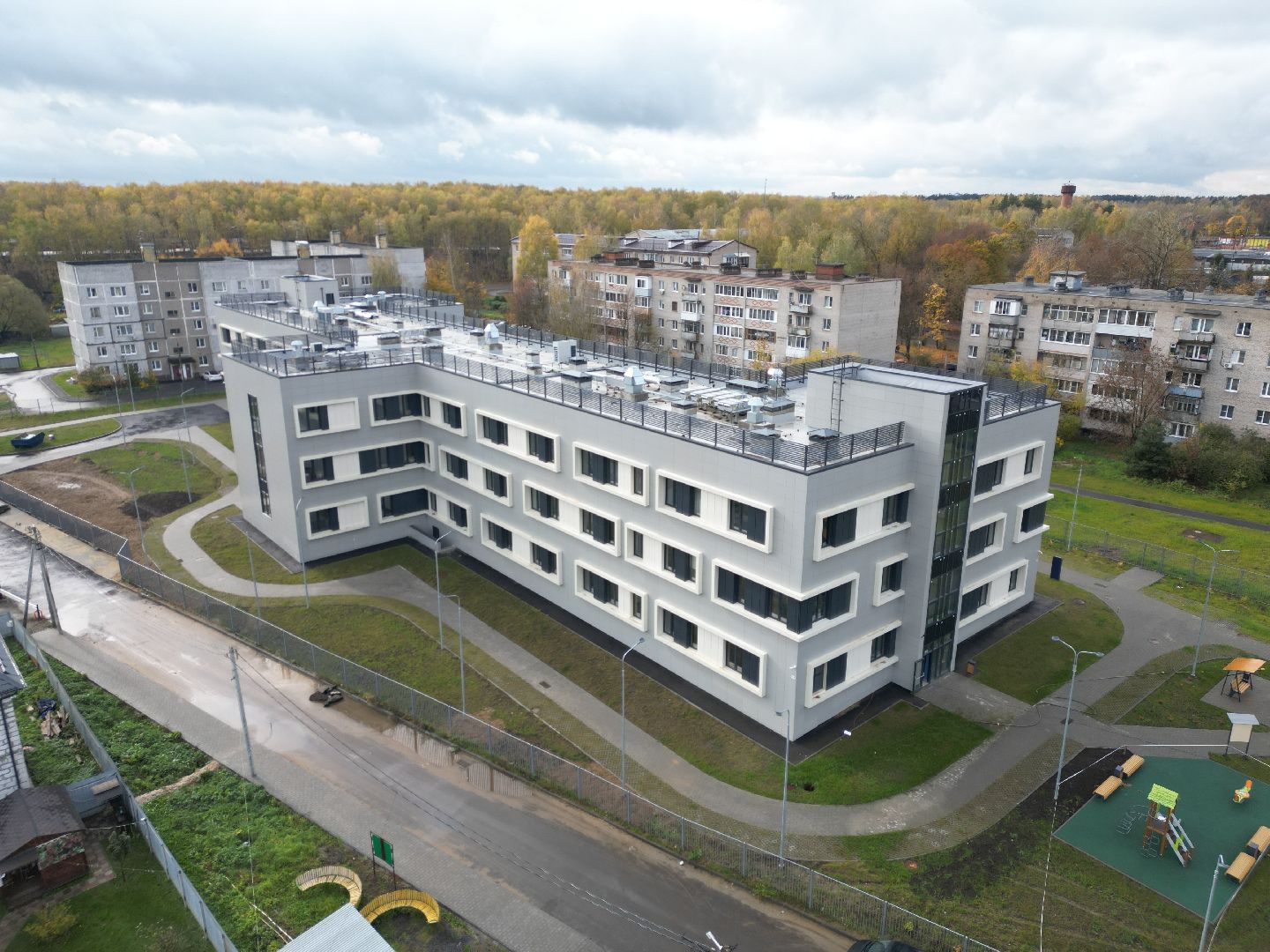 видео с коптера, новая поликлиника в лосино-петровском,