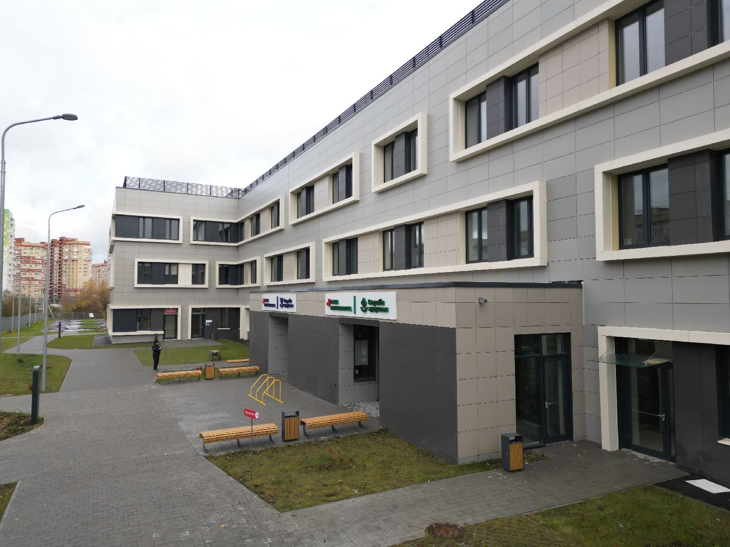 видео с коптера, новая поликлиника в лосино-петровском,