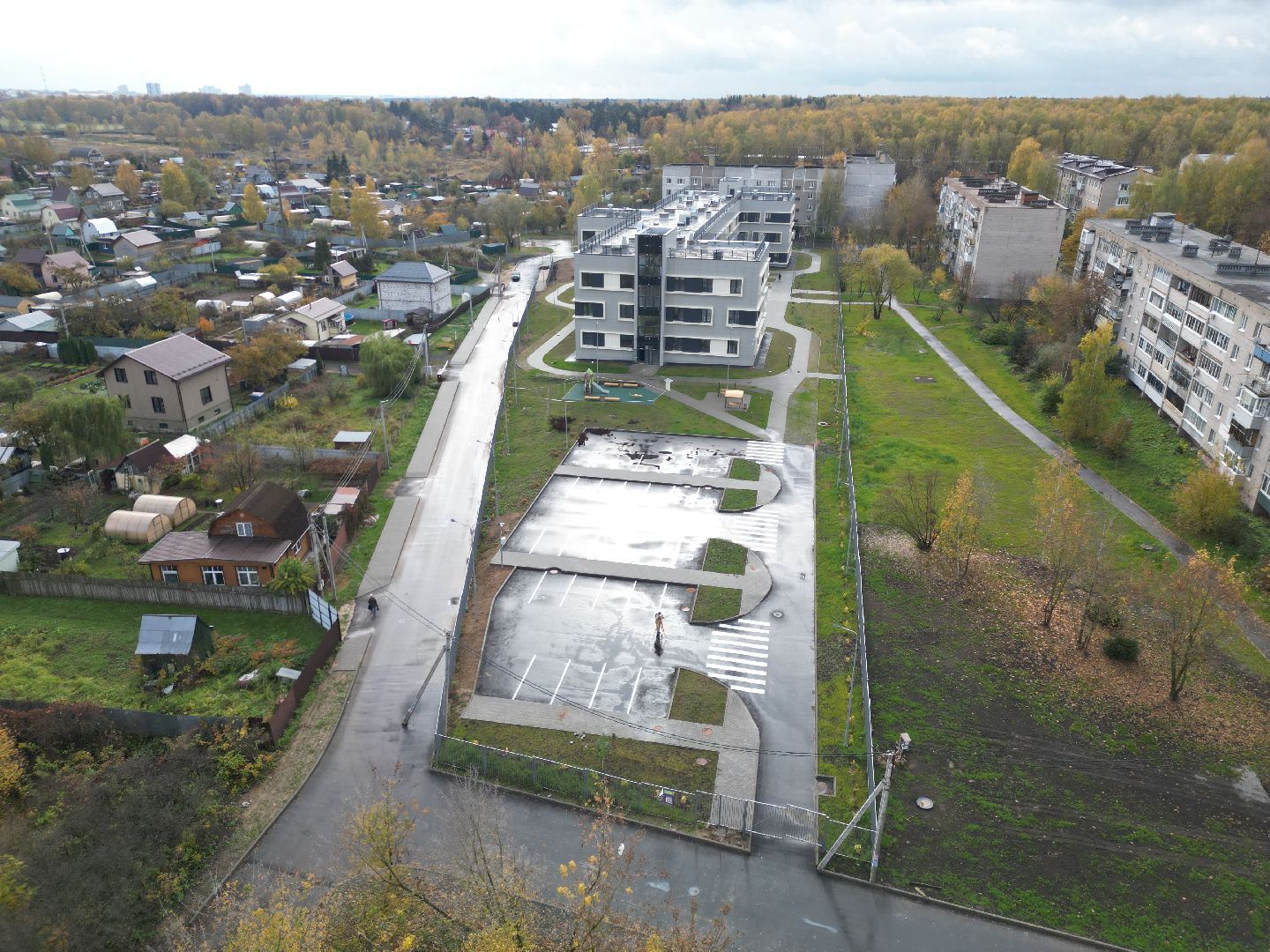 видео с коптера, новая поликлиника в лосино-петровском,
