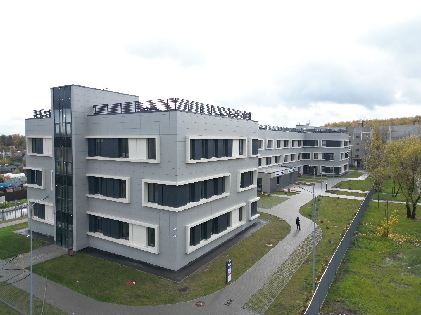 видео с коптера, новая поликлиника в лосино-петровском,