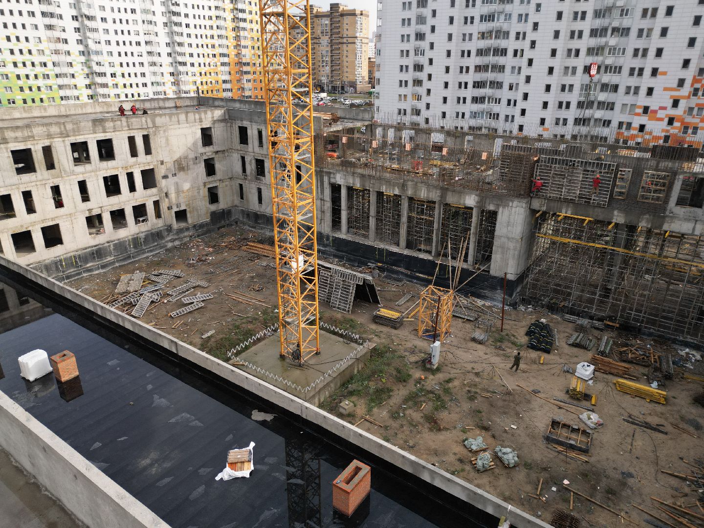 видео с коптера, школа в лукино-варино,