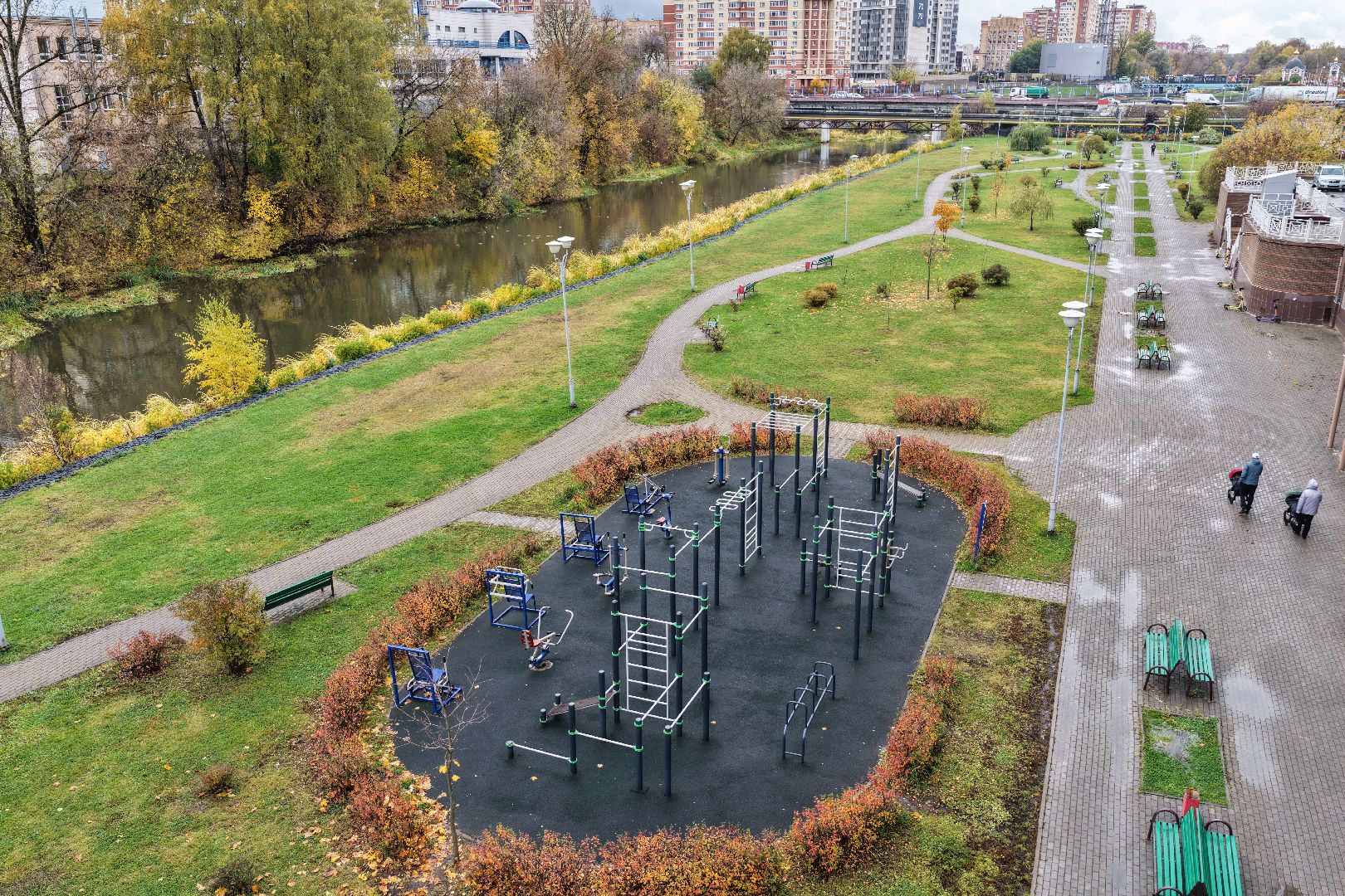 видео с коптера, набережная юности щелково, благоустройство щелково,