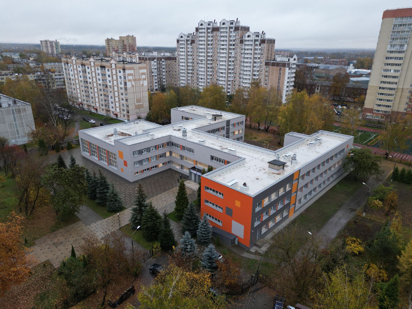 видео с коптера, школа им дагаева, ремонт школы лосино-петровский,