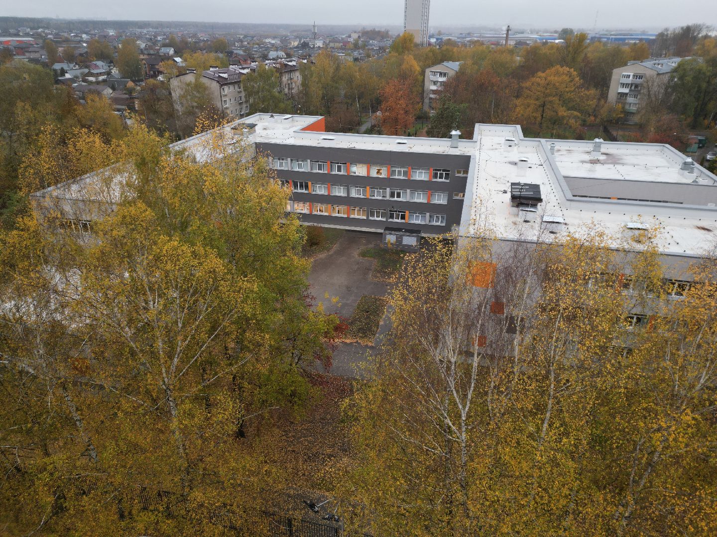 видео с коптера, школа им дагаева, ремонт школы лосино-петровский,