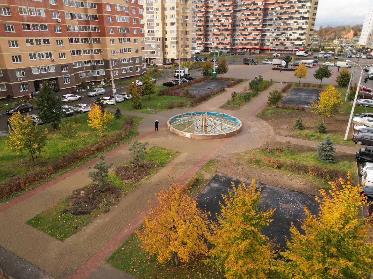 видео с коптера, сквер в лосино-петровском, благоустройство 2025,