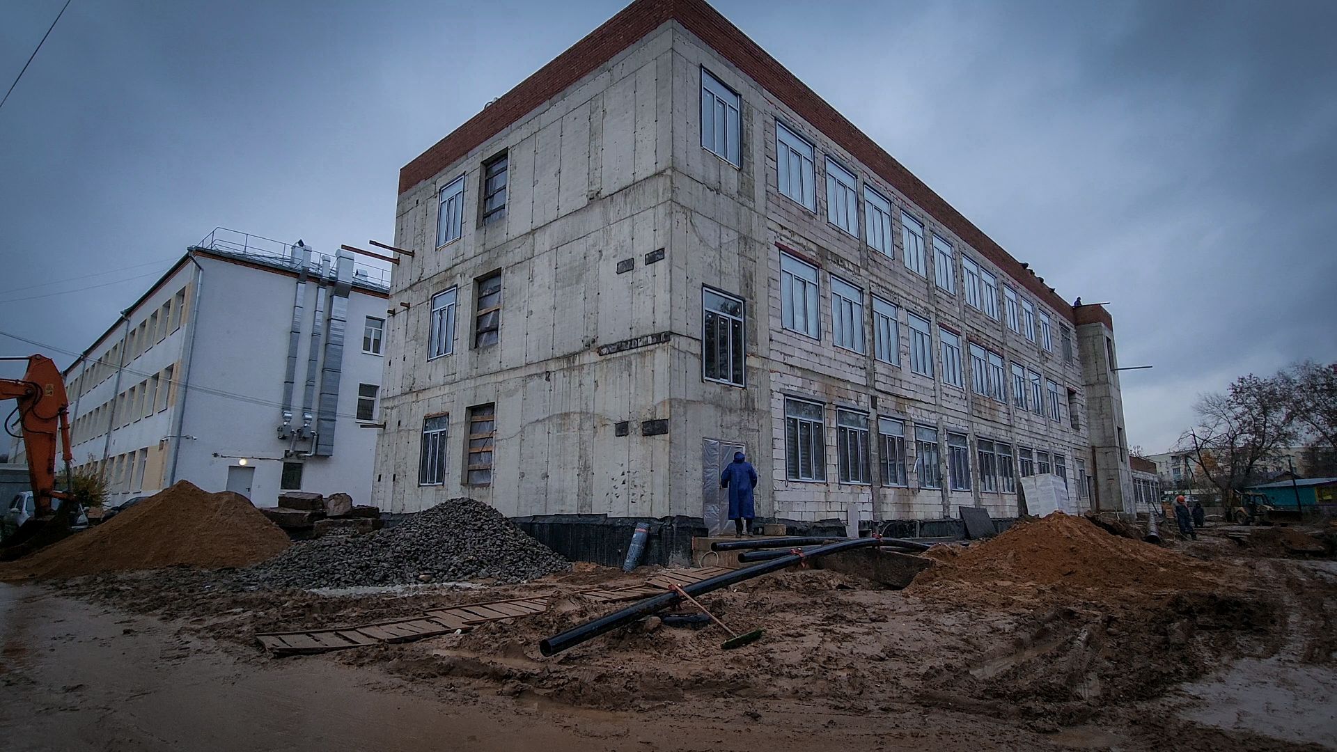 бронницы, пристройка к лицею бронницы, черновая отделка помещений , новый корус лицея в бронницах,