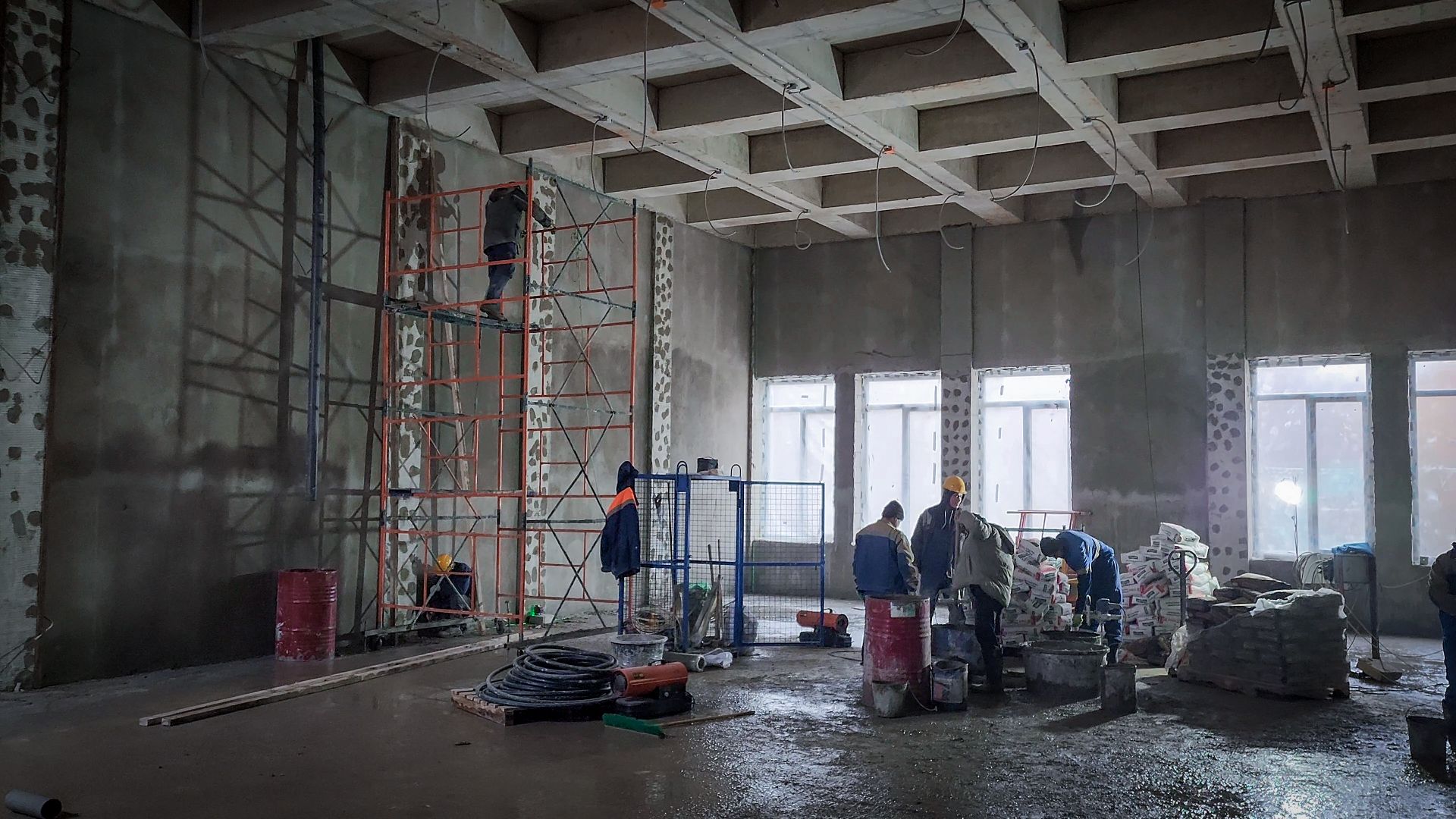 бронницы, пристройка к лицею бронницы, черновая отделка помещений , новый корус лицея в бронницах,