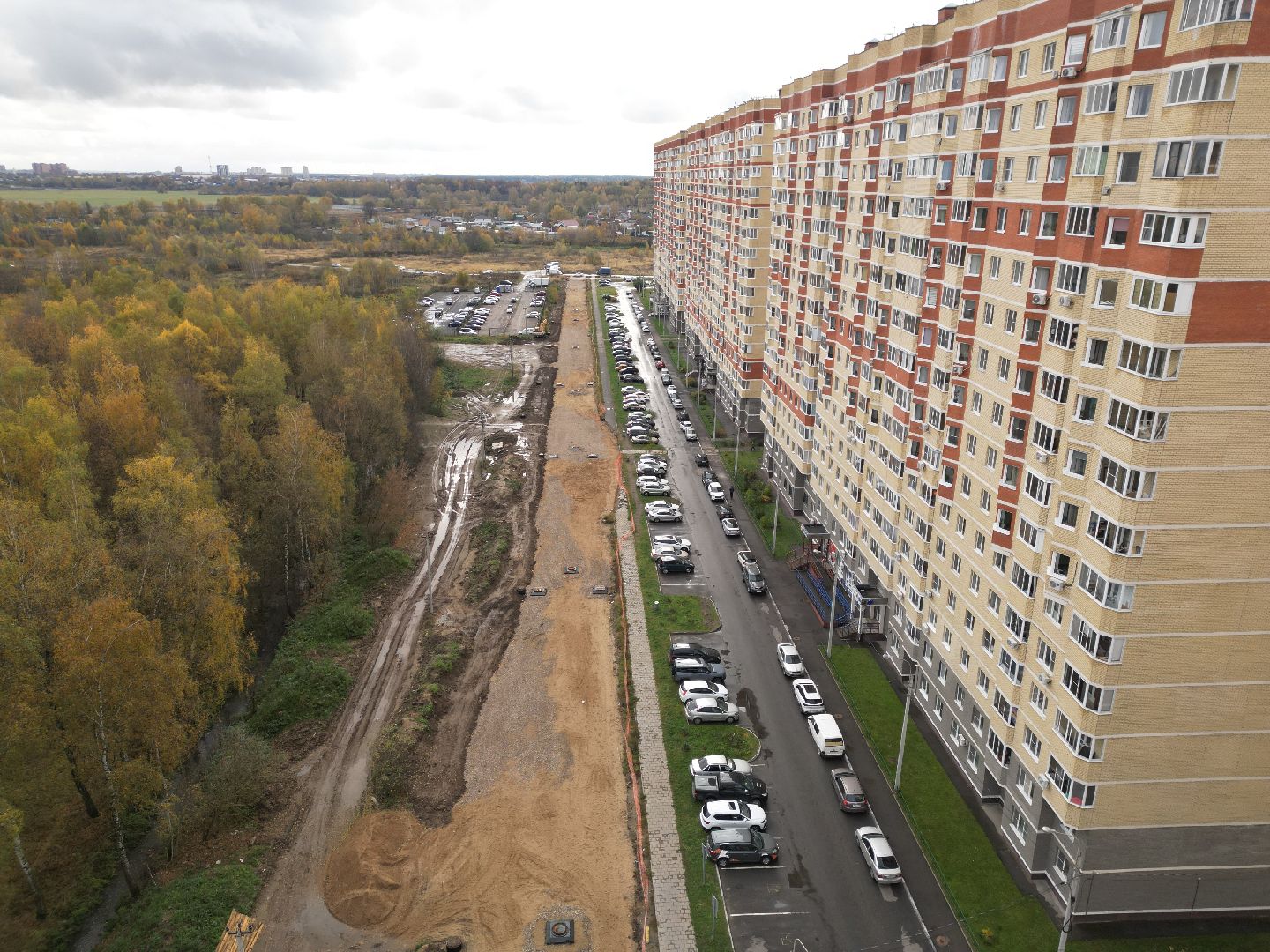 видео с коптера, новая дорога в лосино-петровском, дороги подмосковья,