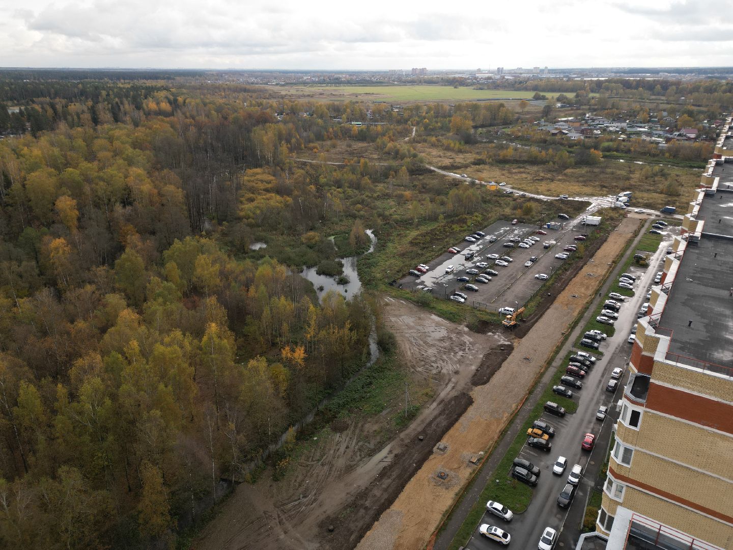 видео с коптера, новая дорога в лосино-петровском, дороги подмосковья,