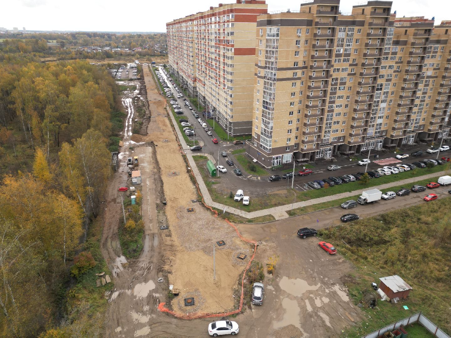видео с коптера, новая дорога в лосино-петровском, дороги подмосковья,