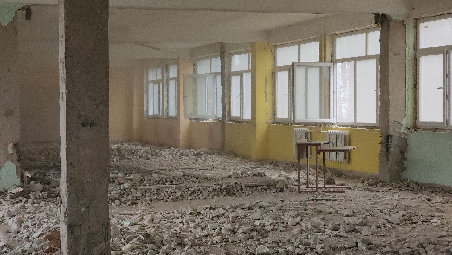 Пескоструйная очистка, Ремонт школы, капитальный  ремонт, Школа, Лобня,