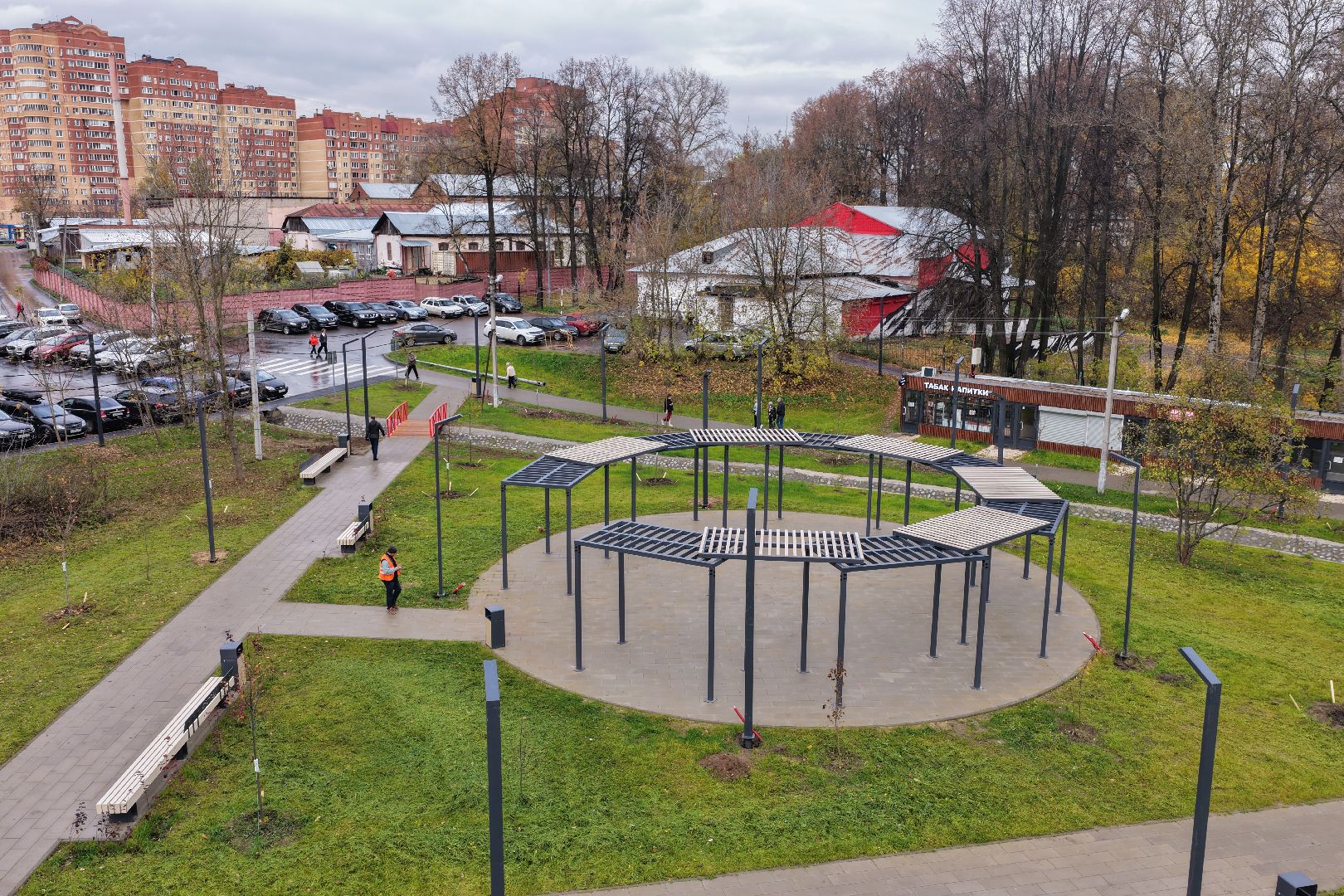 видео с коптера, пешеходная зона в щелкове, молодежная набережная щелково,