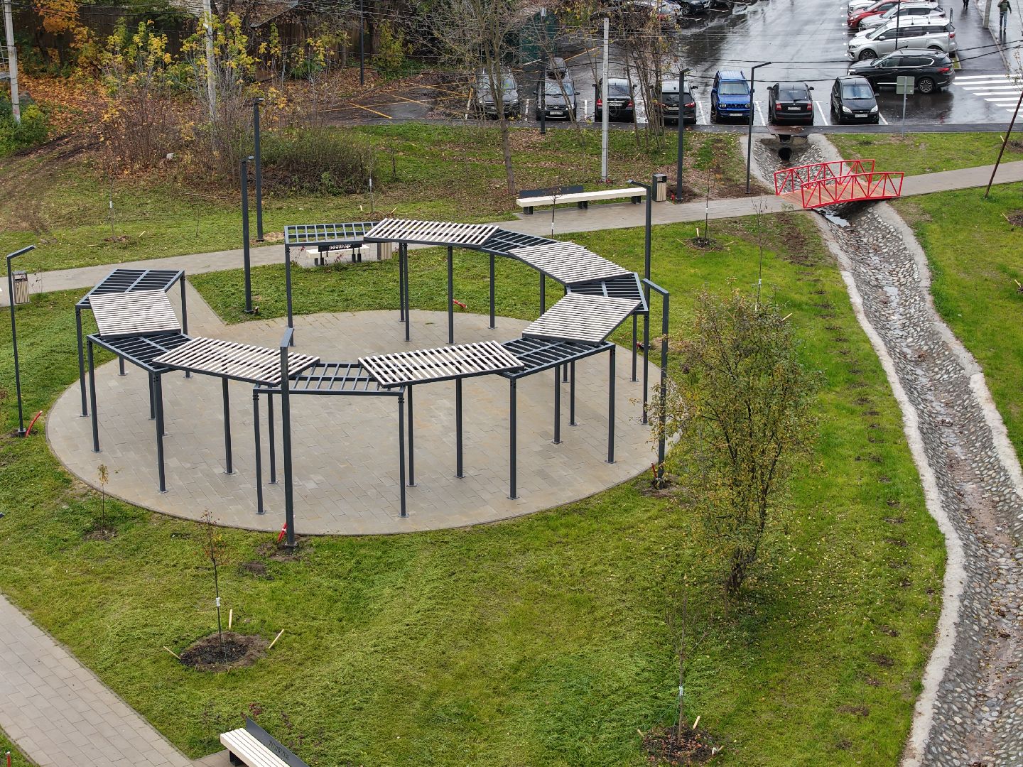 видео с коптера, пешеходная зона в щелкове, молодежная набережная щелково,