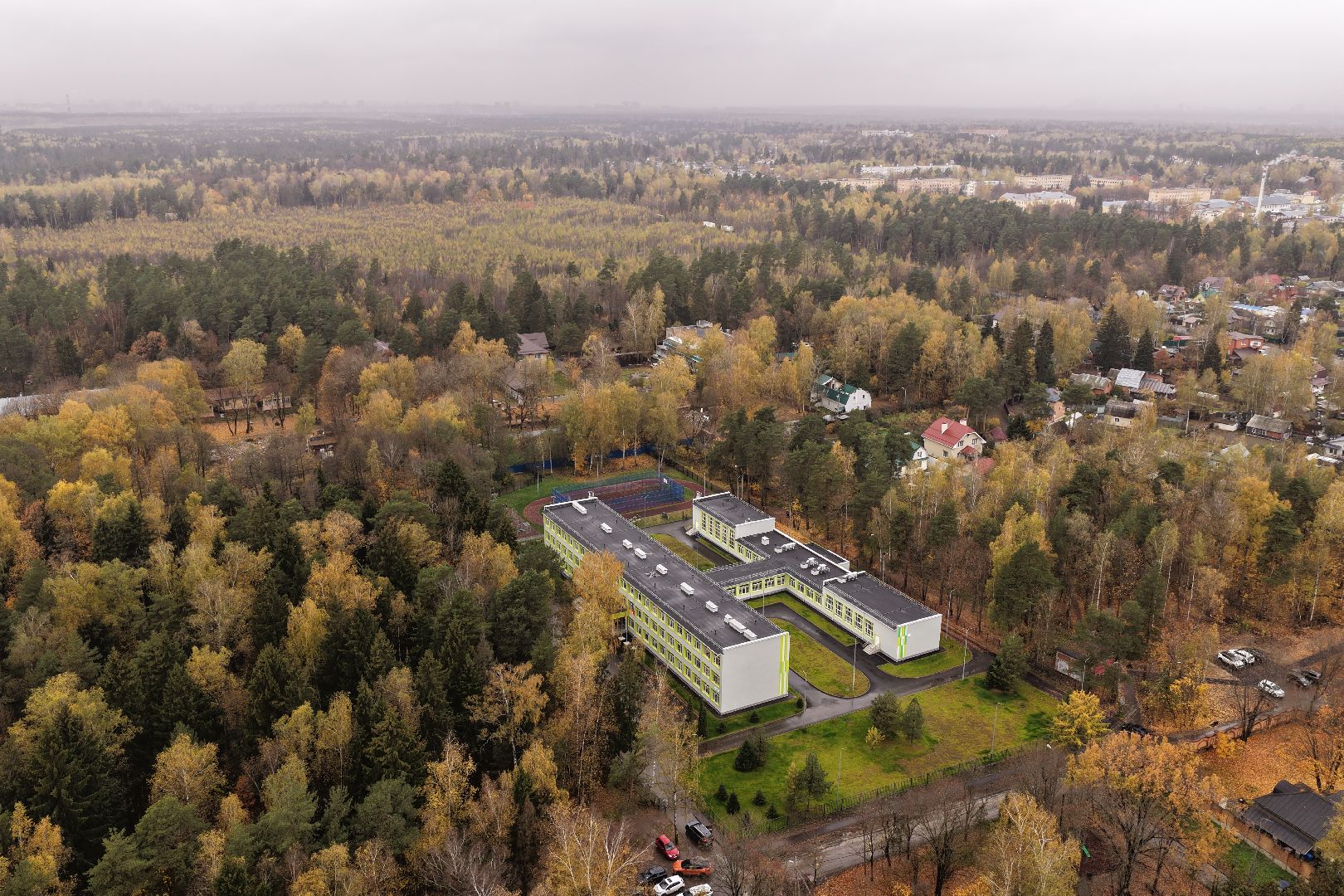 видео с коптера, школа 21 в щелково,